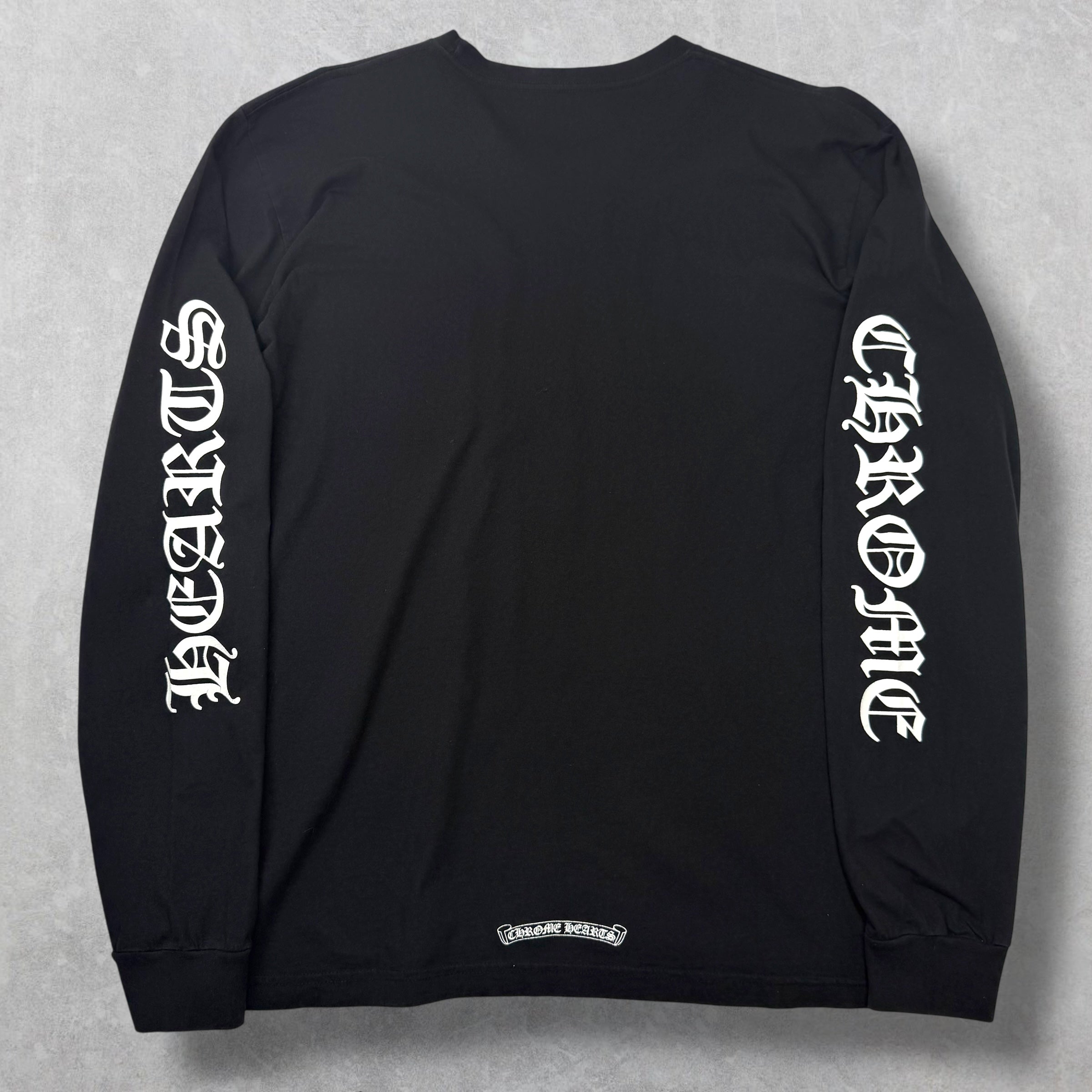 Chrome Hearts White Neck Logo Black L/S Tee XXL