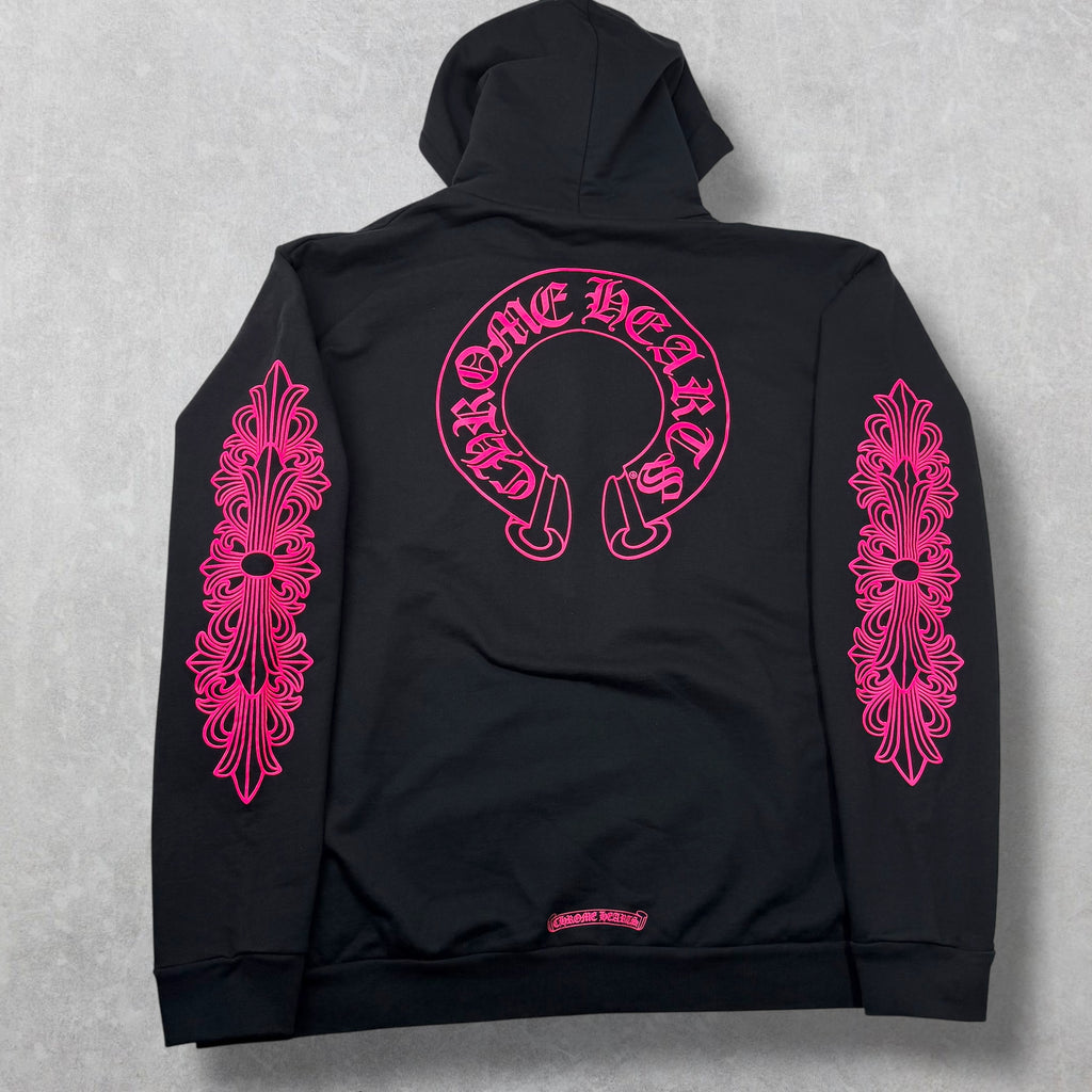 Chrome Hearts 'Pink Horseshoe' Floral Zip Up Hoodie XXL