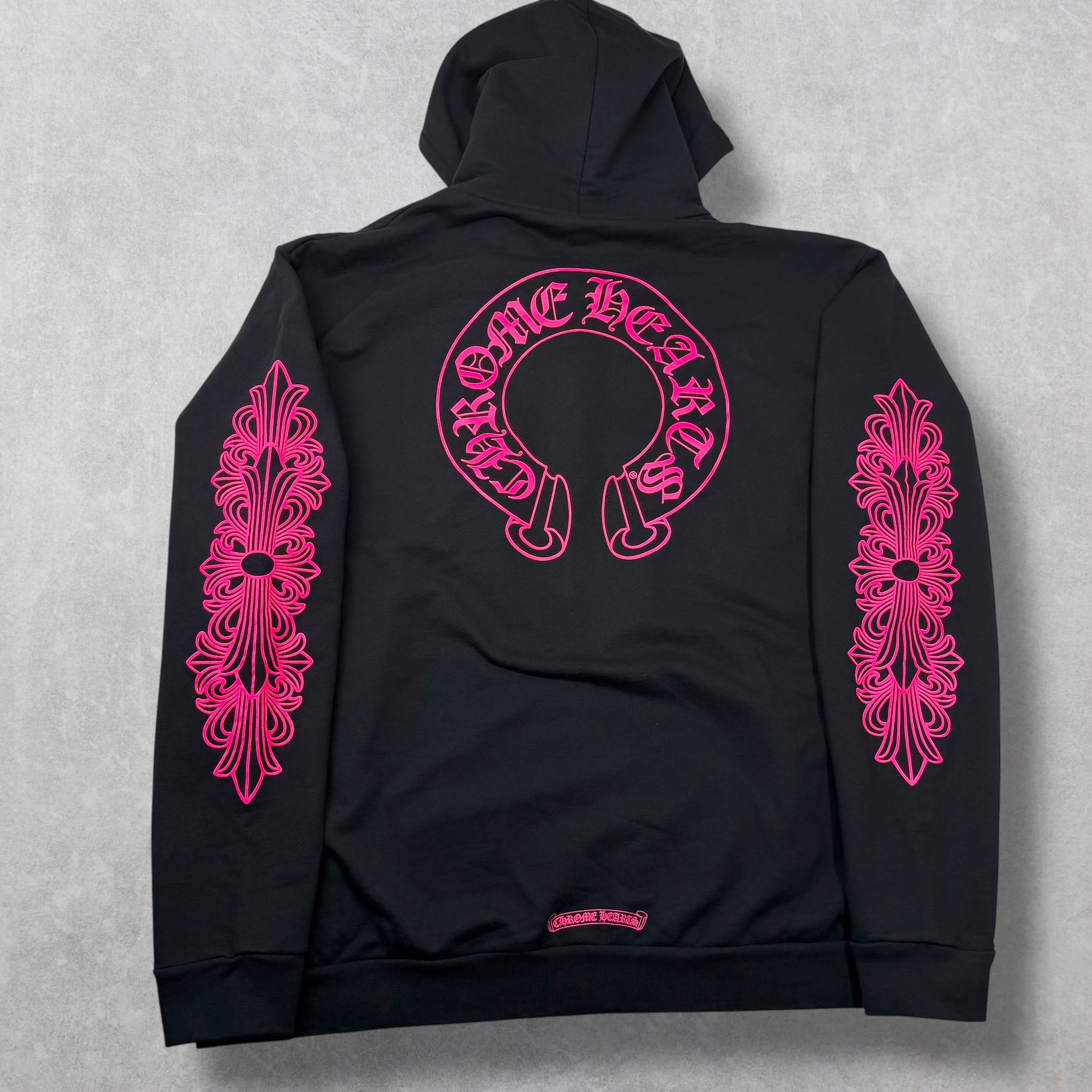 Chrome Hearts 'Pink Horseshoe' Floral Zip Up Hoodie XXL
