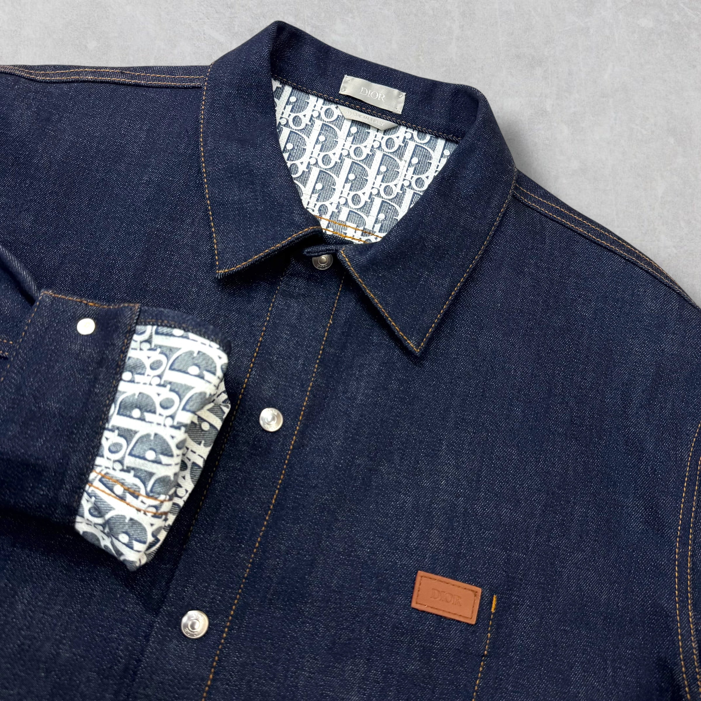 Dior Oblique Overshirt Blue Raw Cotton Denim 56 (XXL)