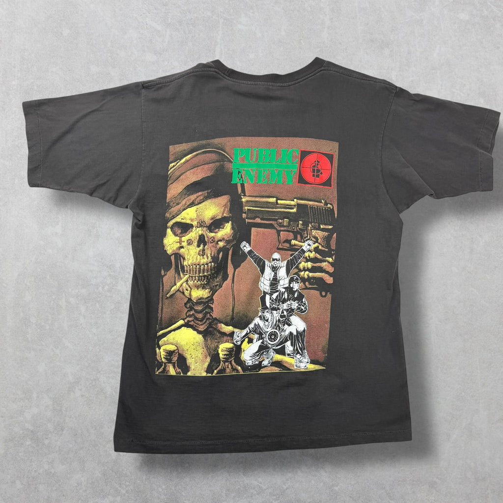 Vintage Early 90s Public Enemy Skull Gun Tee XL