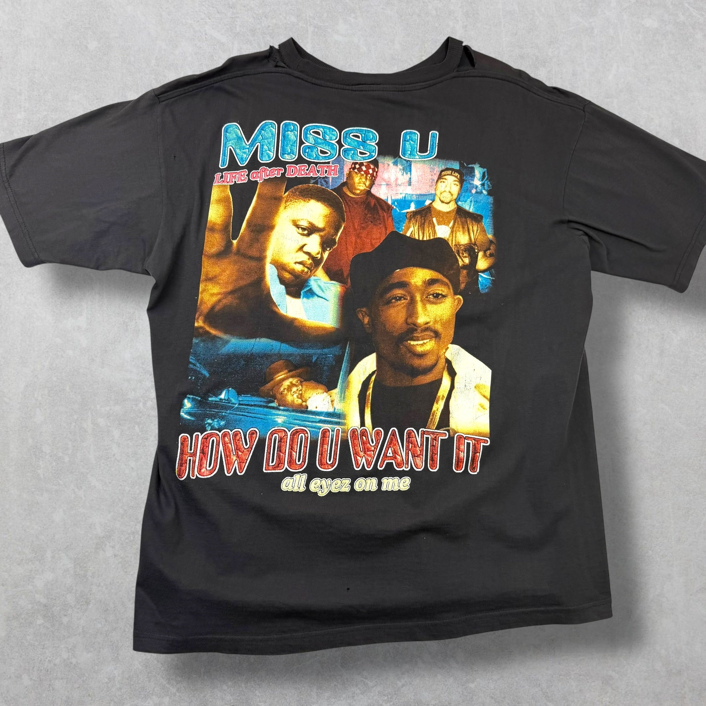 Vintage 90s Biggie Smalls Tupac Album Cover Rap Tee XL