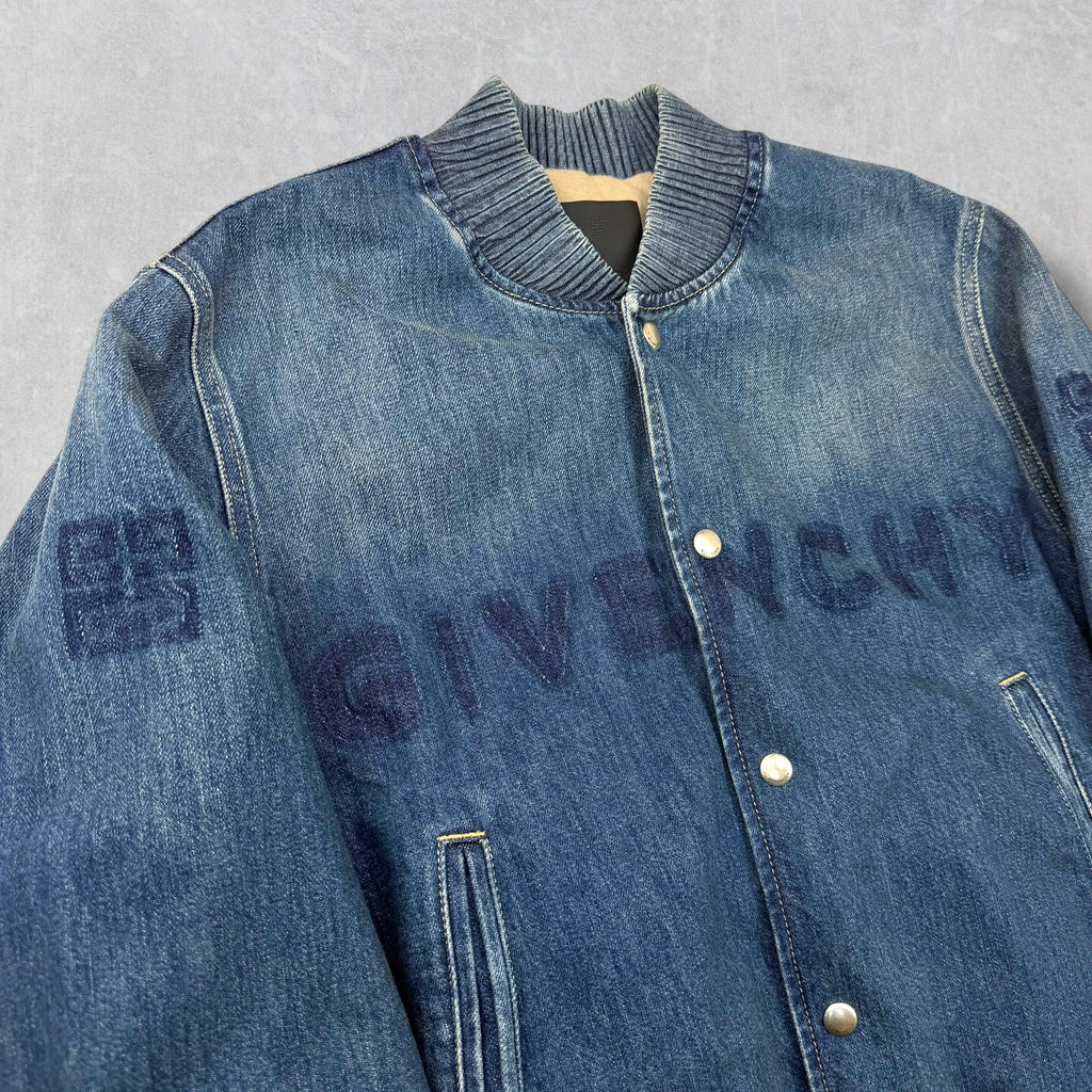 Givenchy Logo Denim Bomber Jacket L