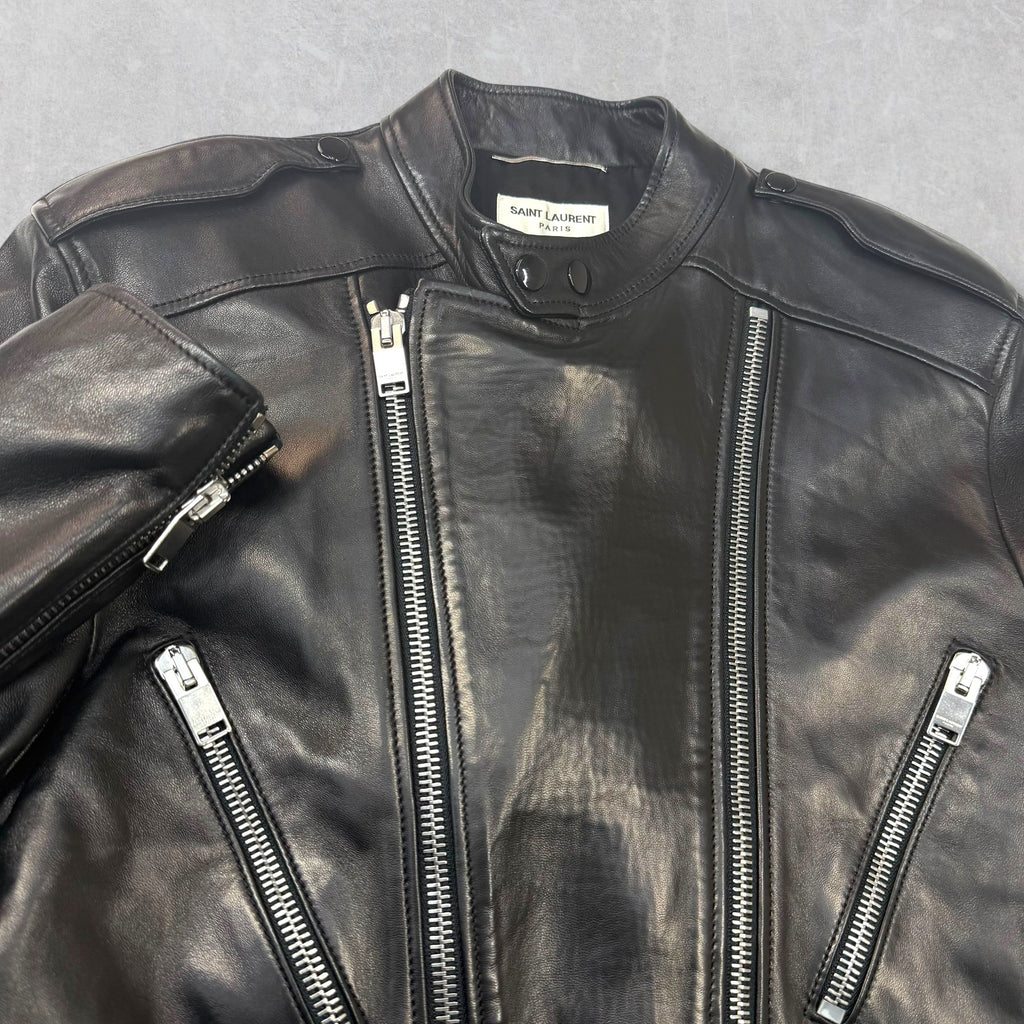 Saint Laurent Cafe Racer Leather Biker Jacket 54 (M)