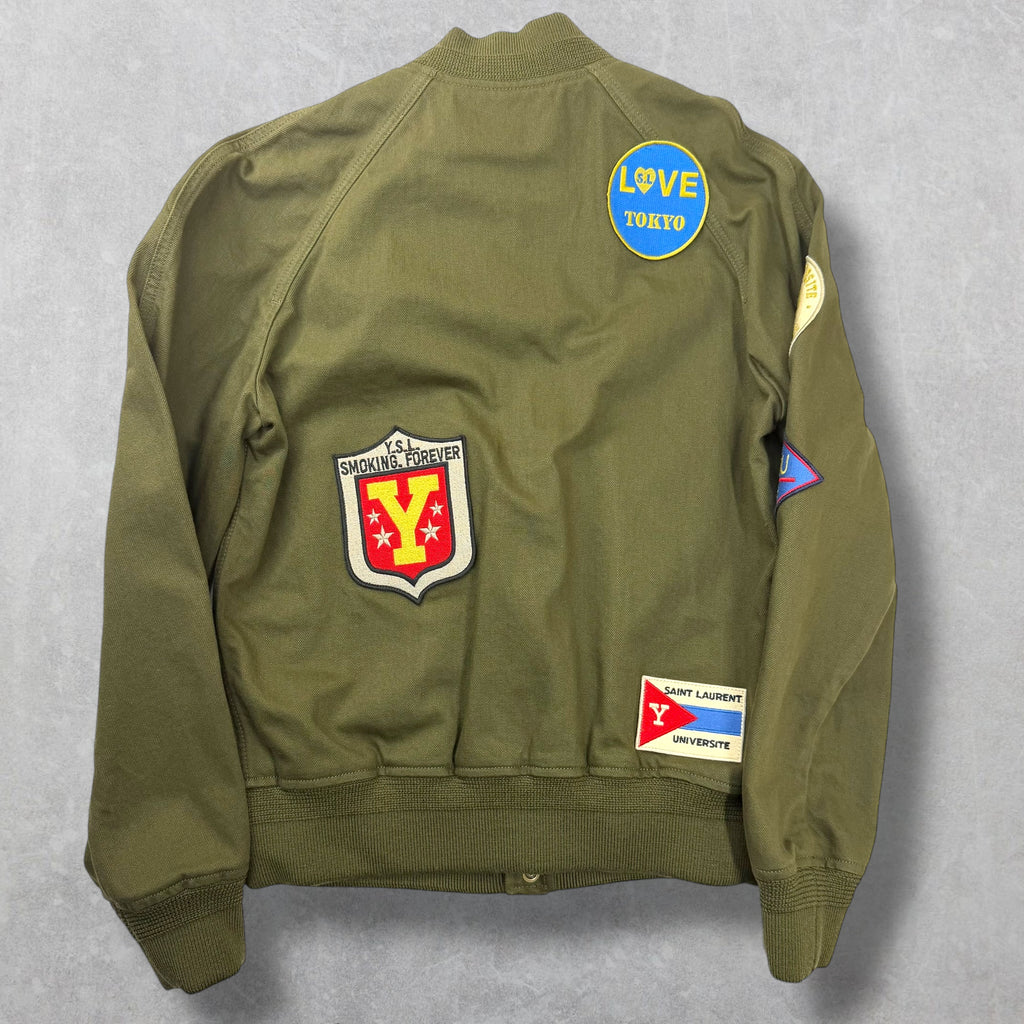 Saint Laurent Souvenir Patch Teddy Varsity Jacket S
