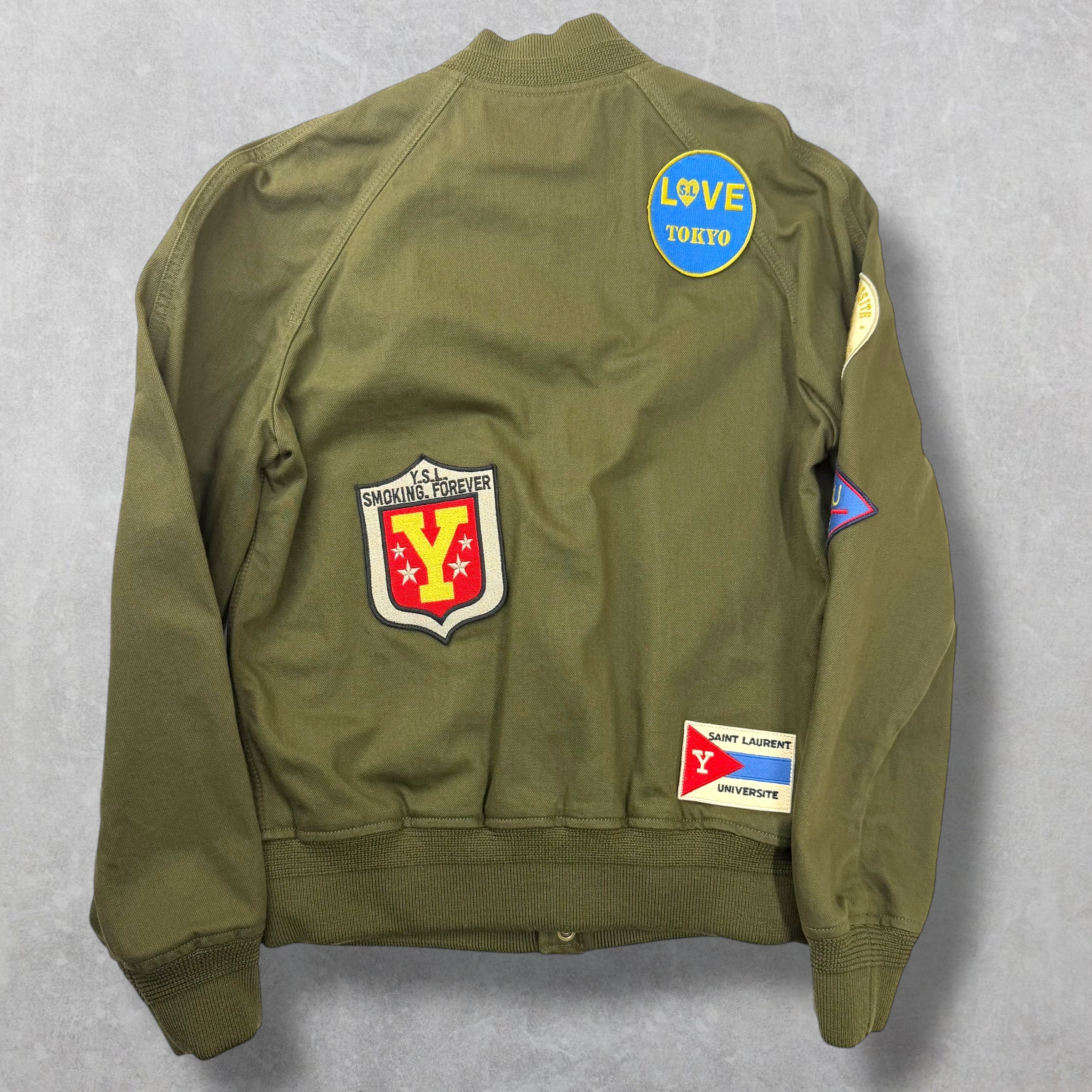 Saint Laurent Souvenir Patch Teddy Varsity Jacket S