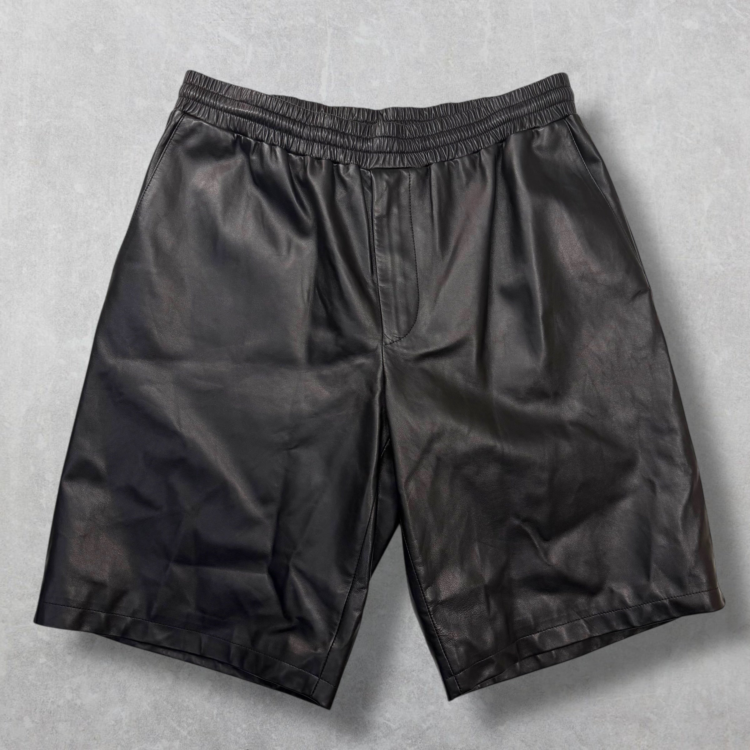 Prada Nappa Leather Bermudas Black Shorts 50 (L)