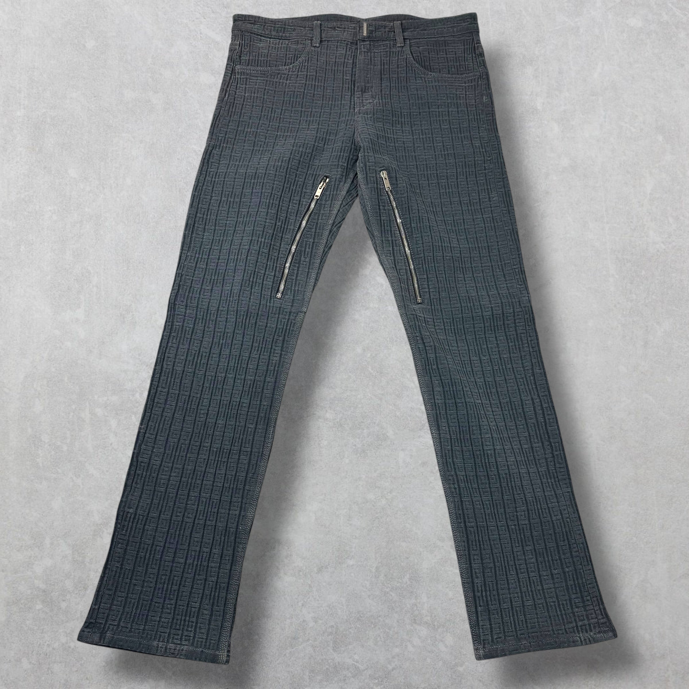 Givenchy 4G-Pattern Charcoal Zip Jeans 34