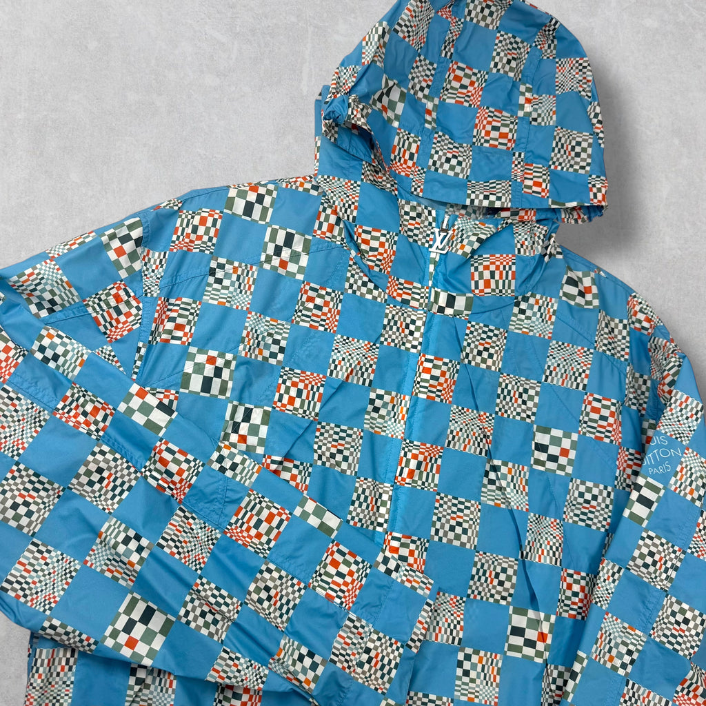 Louis Vuitton Distorted Damier Blue Nylon Windbreaker Jacket 46 (S)