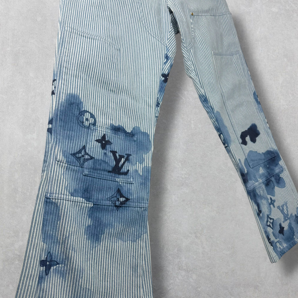 Louis Vuitton Watercolor Stripe Denim Cargo Pants 34
