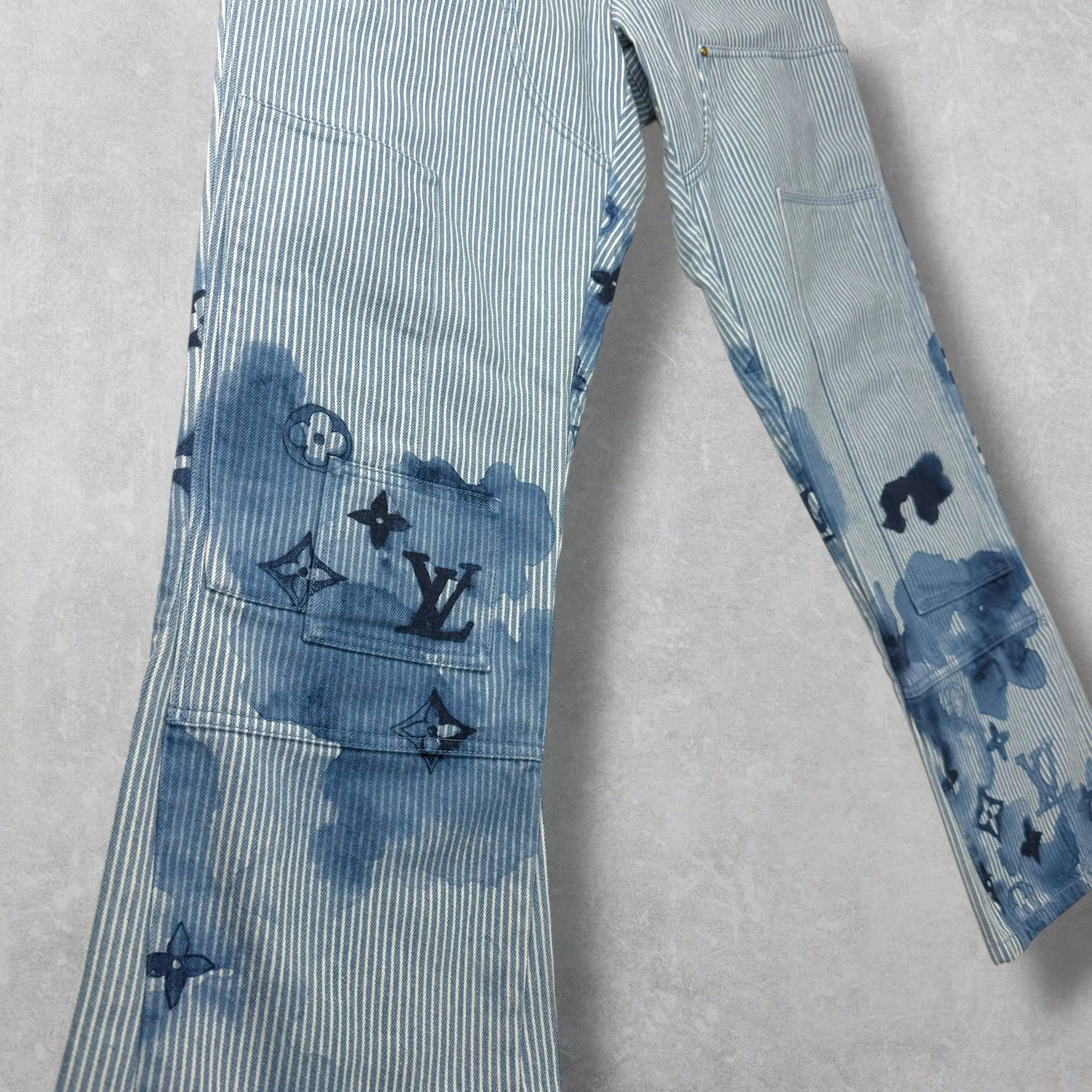 Louis Vuitton Watercolor Stripe Denim Cargo Pants 34