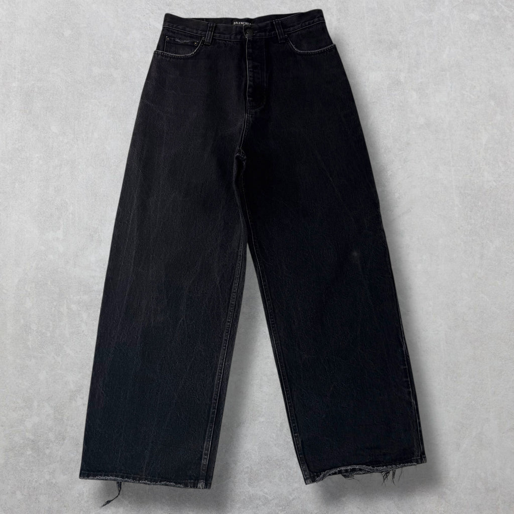 Balenciaga Baggy Distressed Hem Black Jeans S (32)