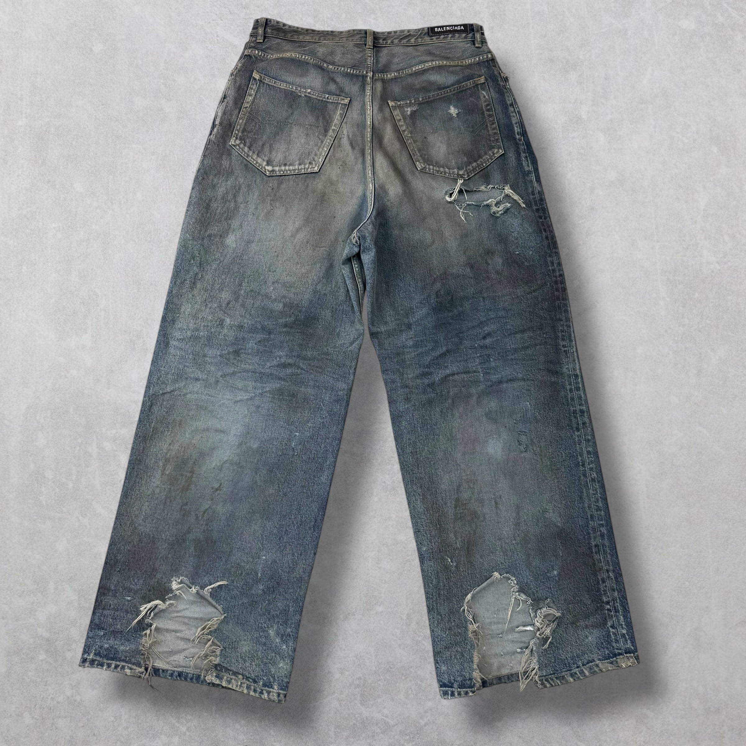 Balenciaga Baggy Distressed Blue Washed Denim 32