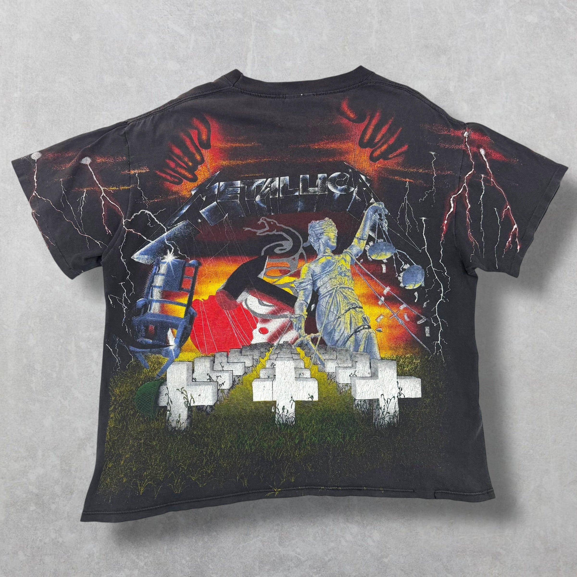 Vintage 1991 Metallica Album Collage All Over Print Tee XL (M)