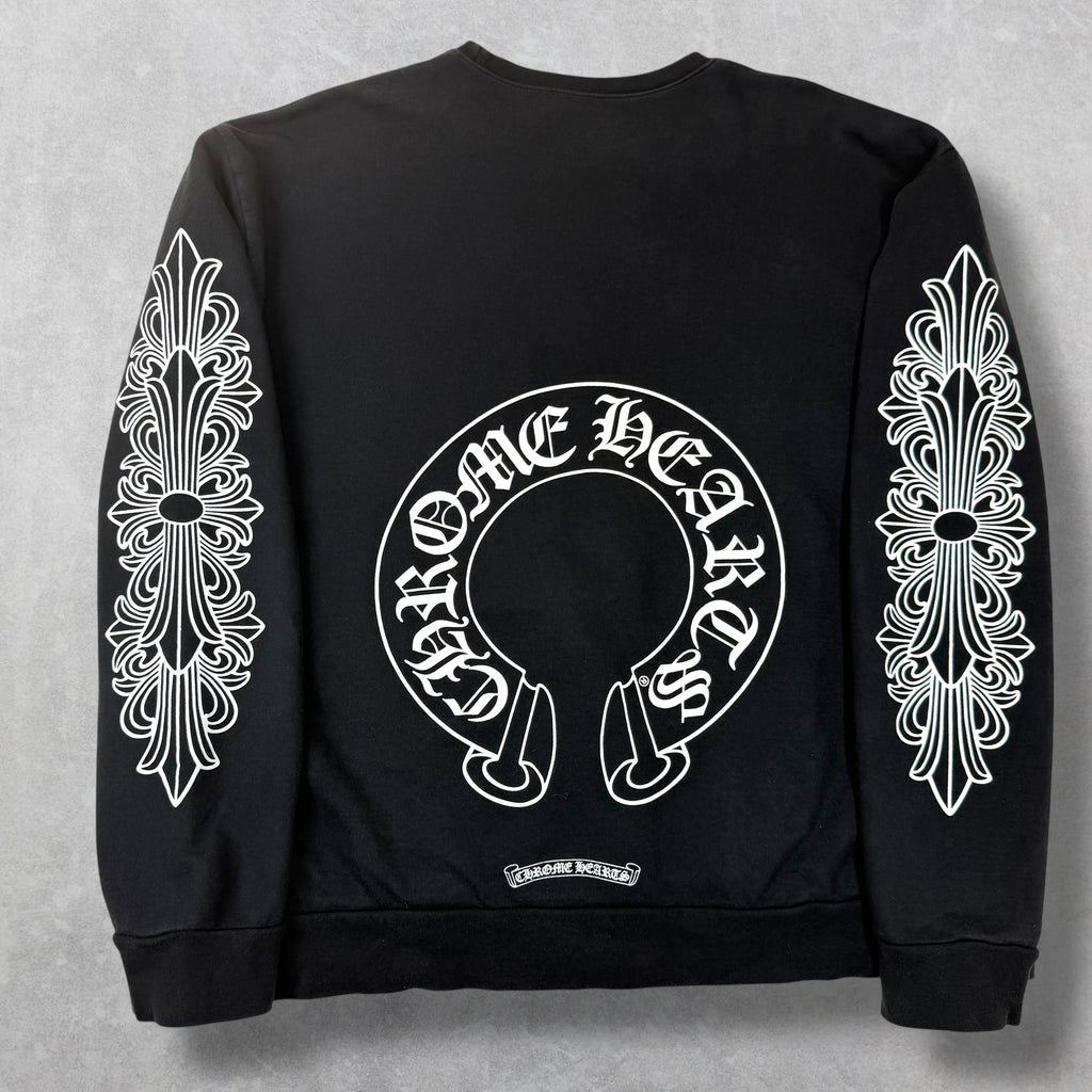 Chrome Hearts Horseshoe Floral Crewneck Black L