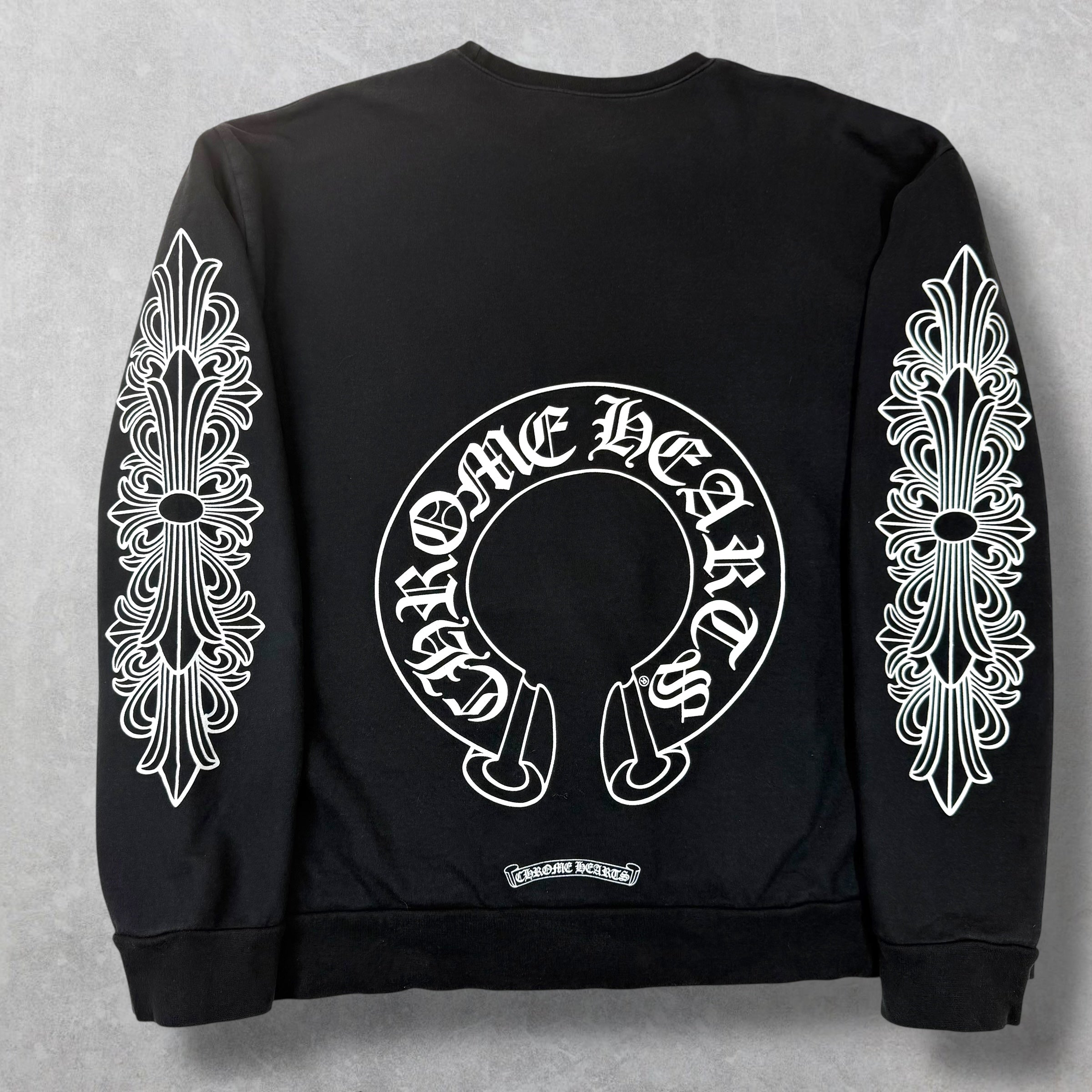 Chrome Hearts Horseshoe Floral Crewneck Black L