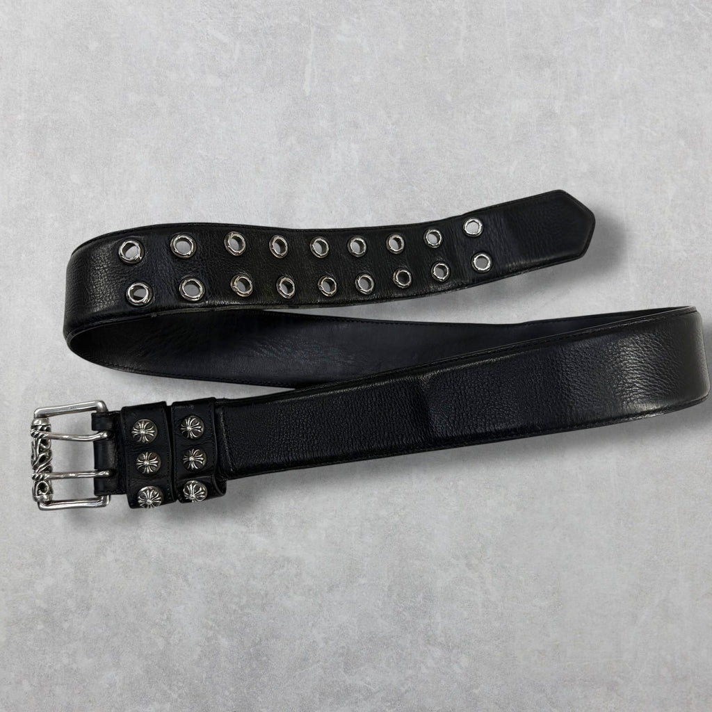 Chrome Hearts Black Double Pin Roller Belt 38
