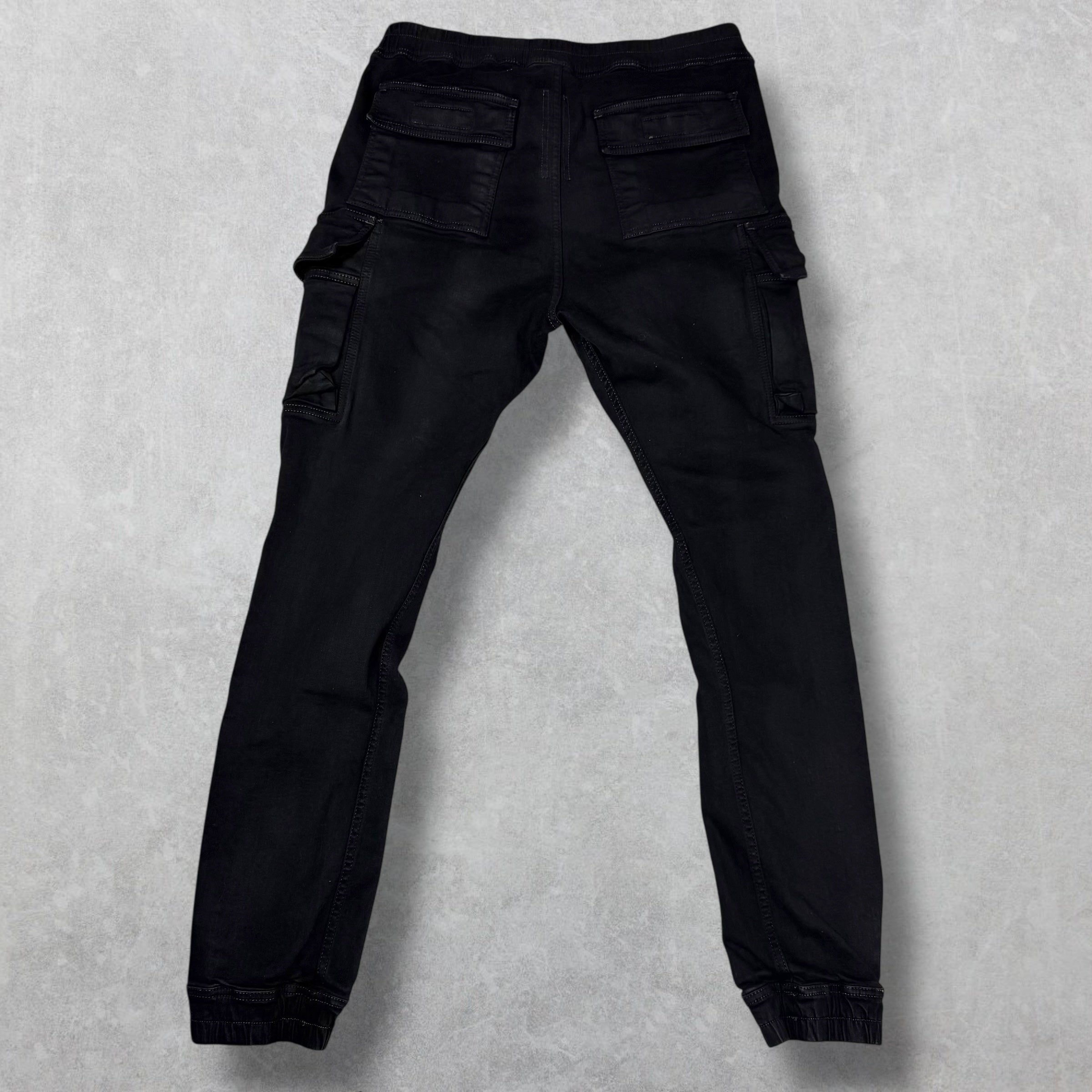 Rick Owens DRKSHDW 'Mastodon' Black Denim Cargo Pants XL