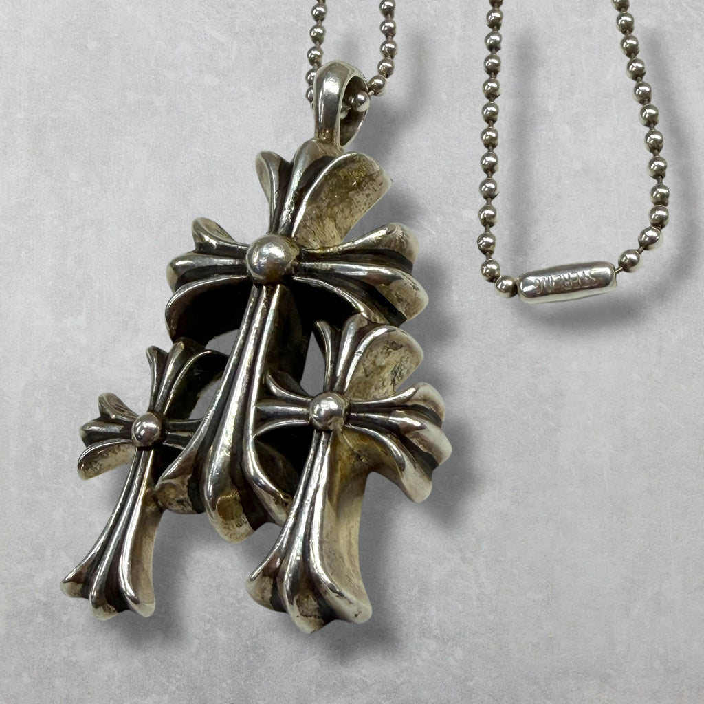 Chrome Hearts Triple Cross Pendant W/ Ball Chain