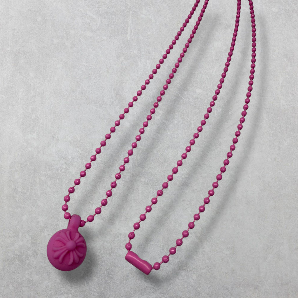 Chrome Hearts Silichrome Cross Ball Charm Necklace Pink