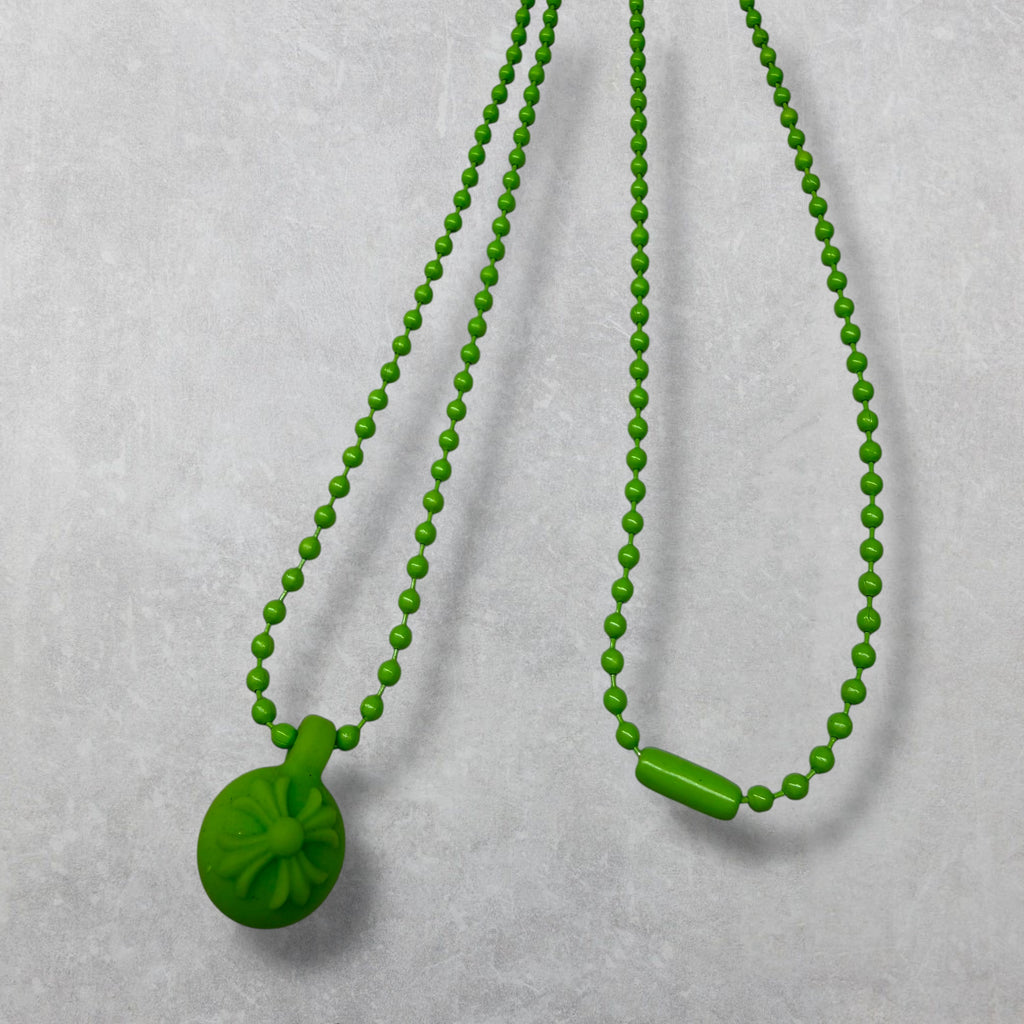 Chrome Hearts Silichrome Cross Ball Charm Necklace Green