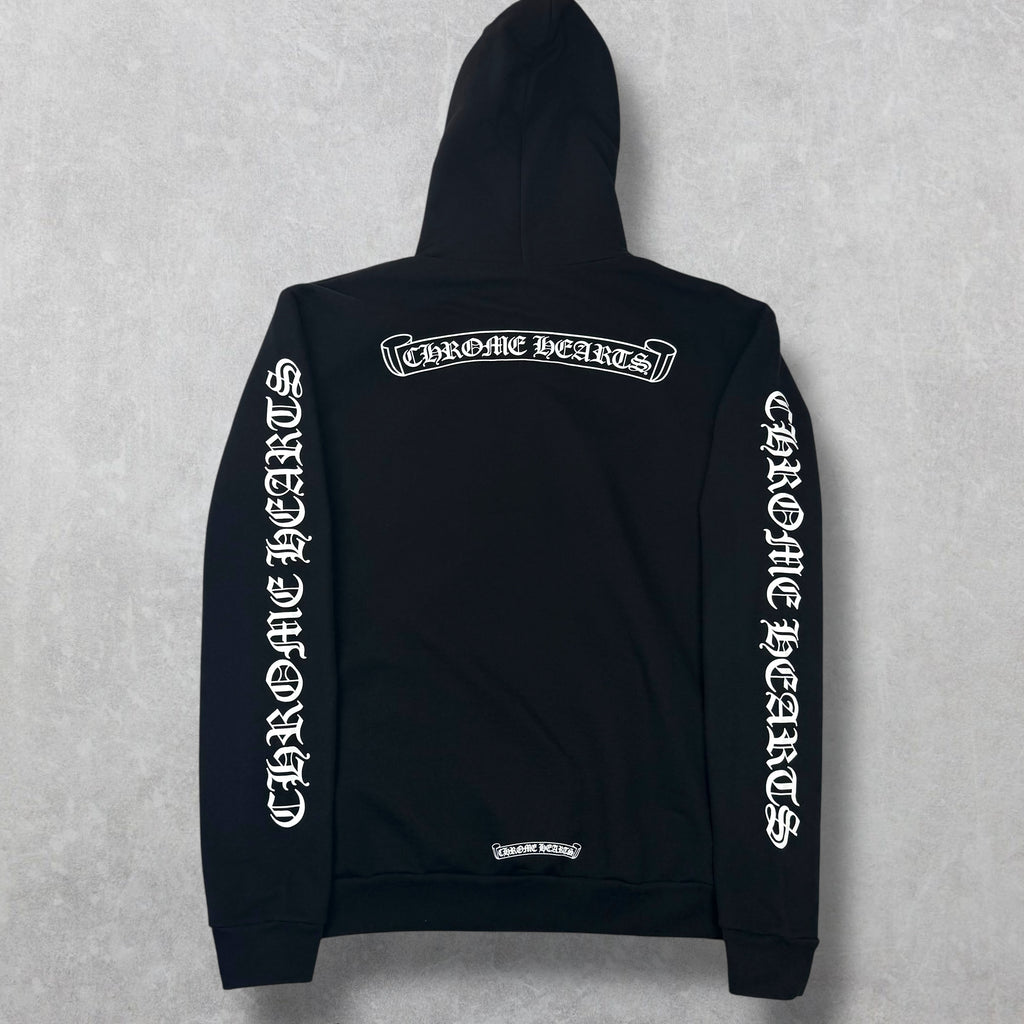 Chrome Hearts Black Scroll Logo Hoodie L