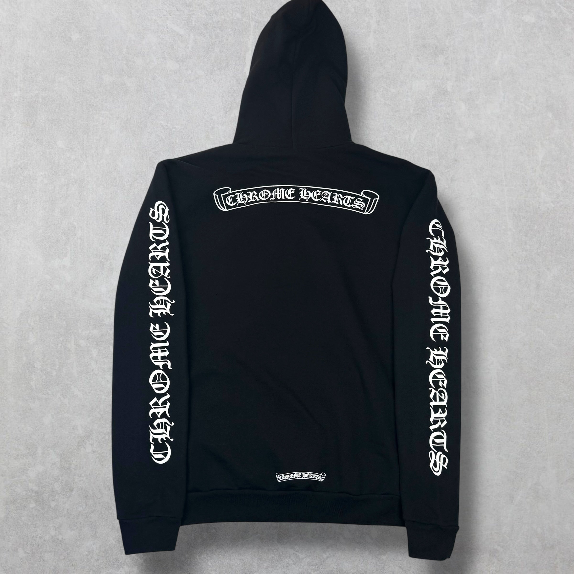 Chrome Hearts Black Scroll Logo Hoodie L