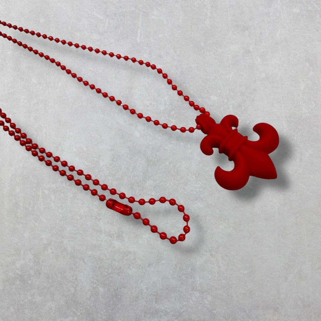 Chrome Hearts Silichrome BS Fleur Pendant Necklace Red