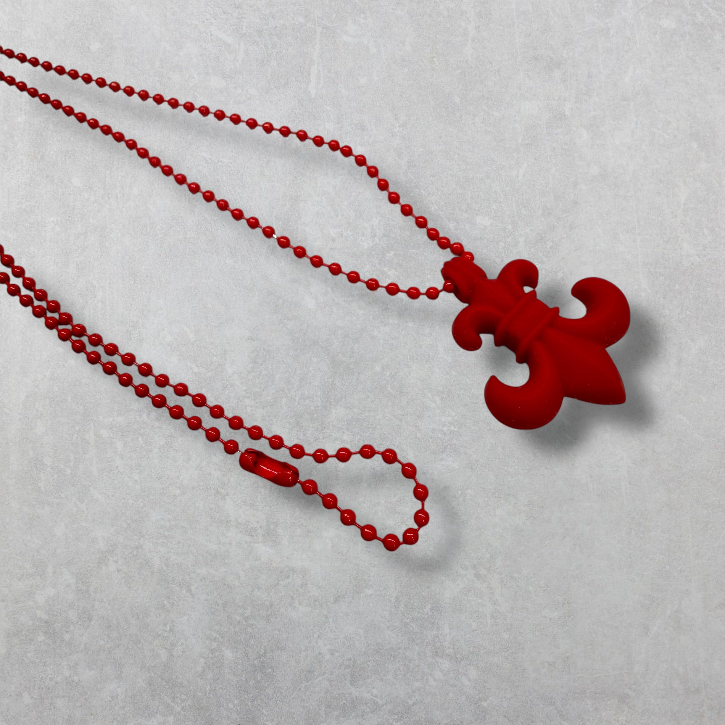 Chrome Hearts Silichrome BS Fleur Pendant Necklace Red