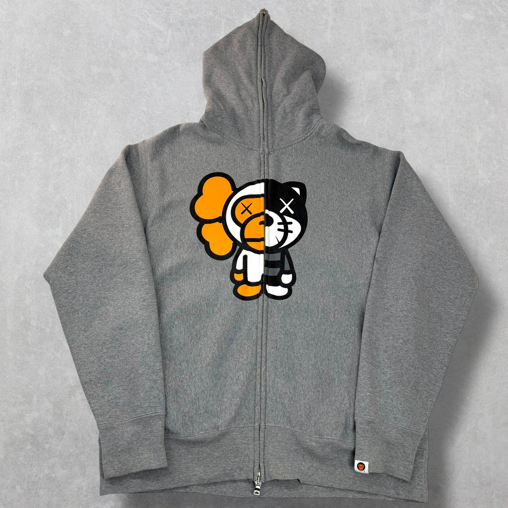 Bape x Kaws Baby Milo Full-Zip Hoodie Grey L