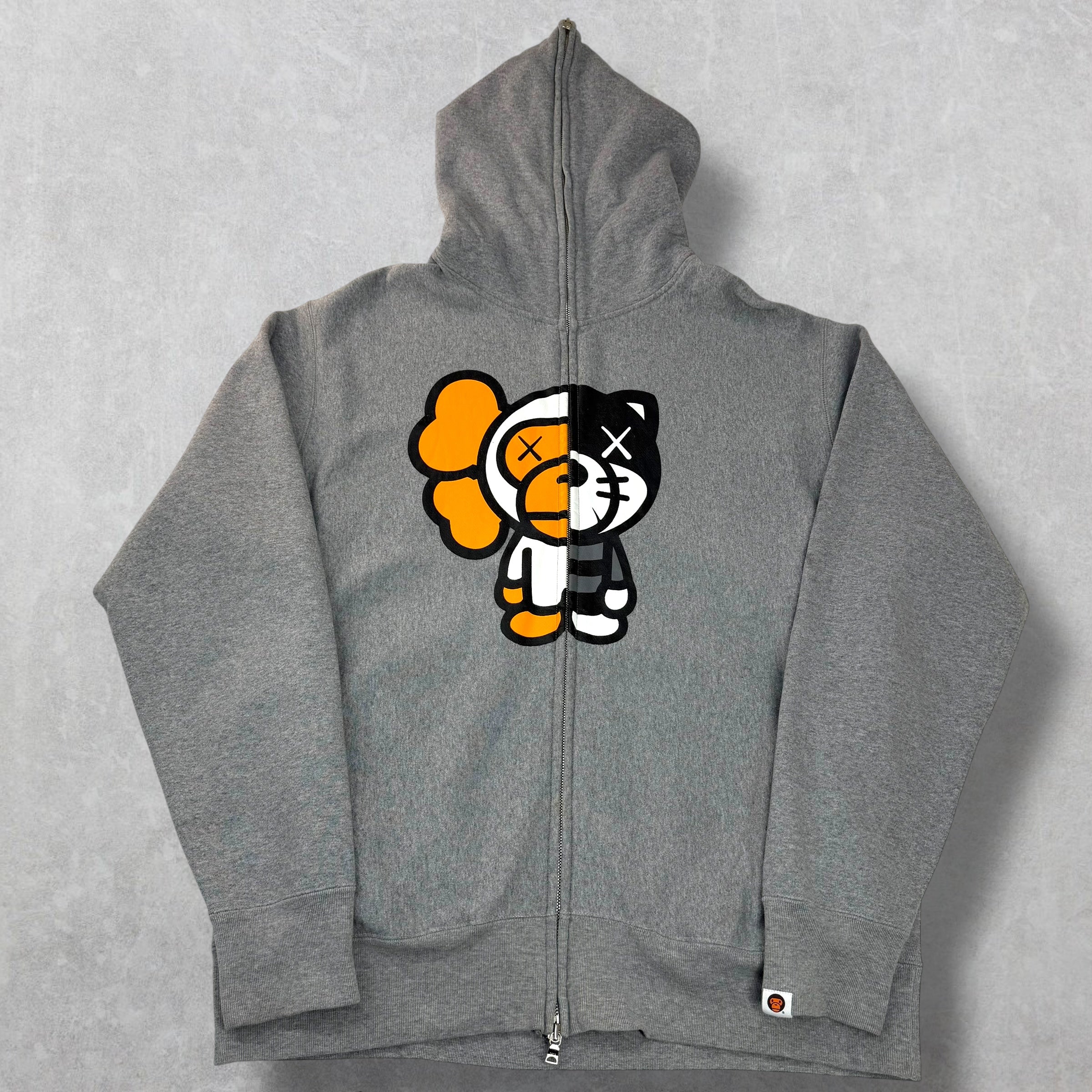 Bape x Kaws Baby Milo Full-Zip Hoodie Grey L