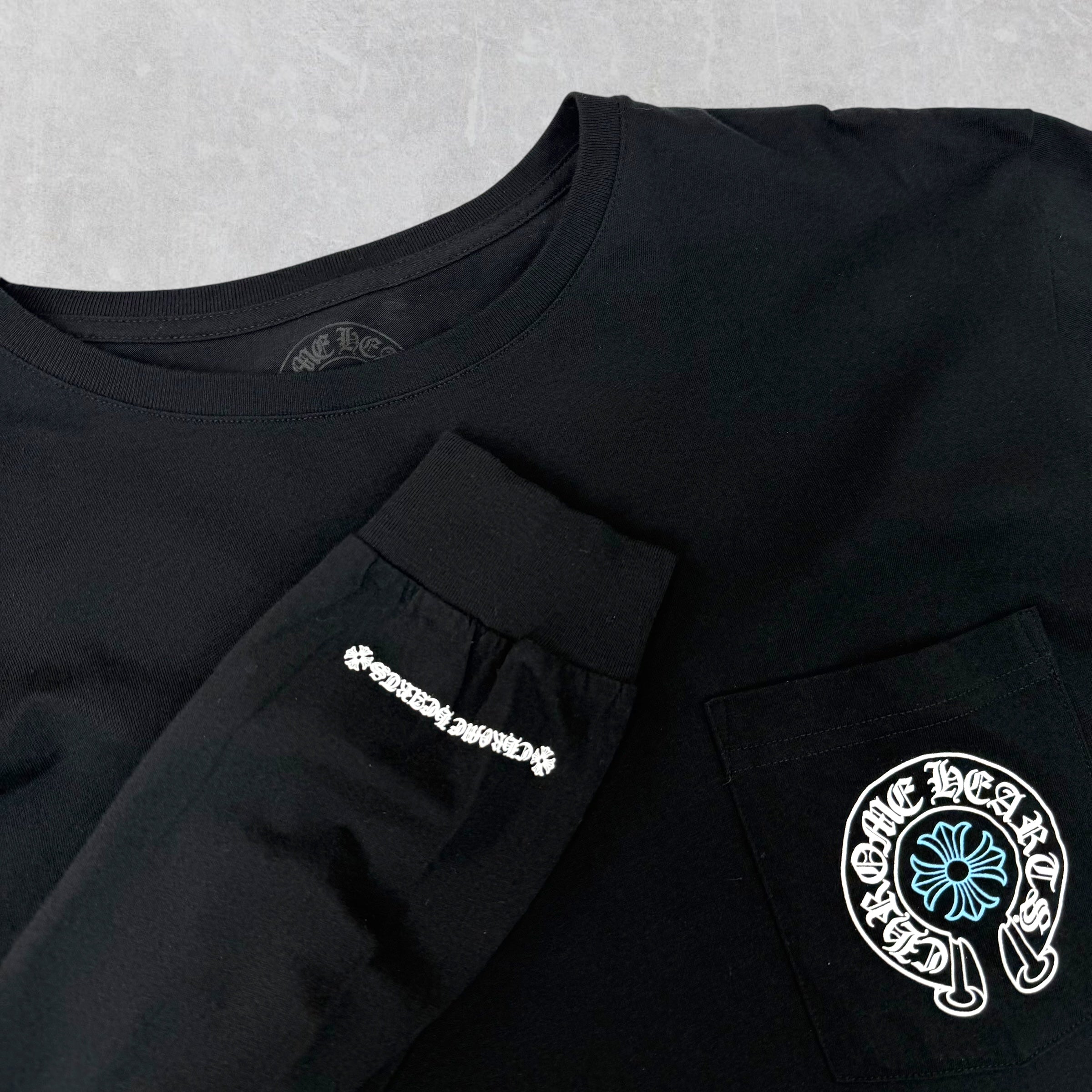 Chrome Hearts Horseshoe Plus Logo Baby Blue Staff L/S XL