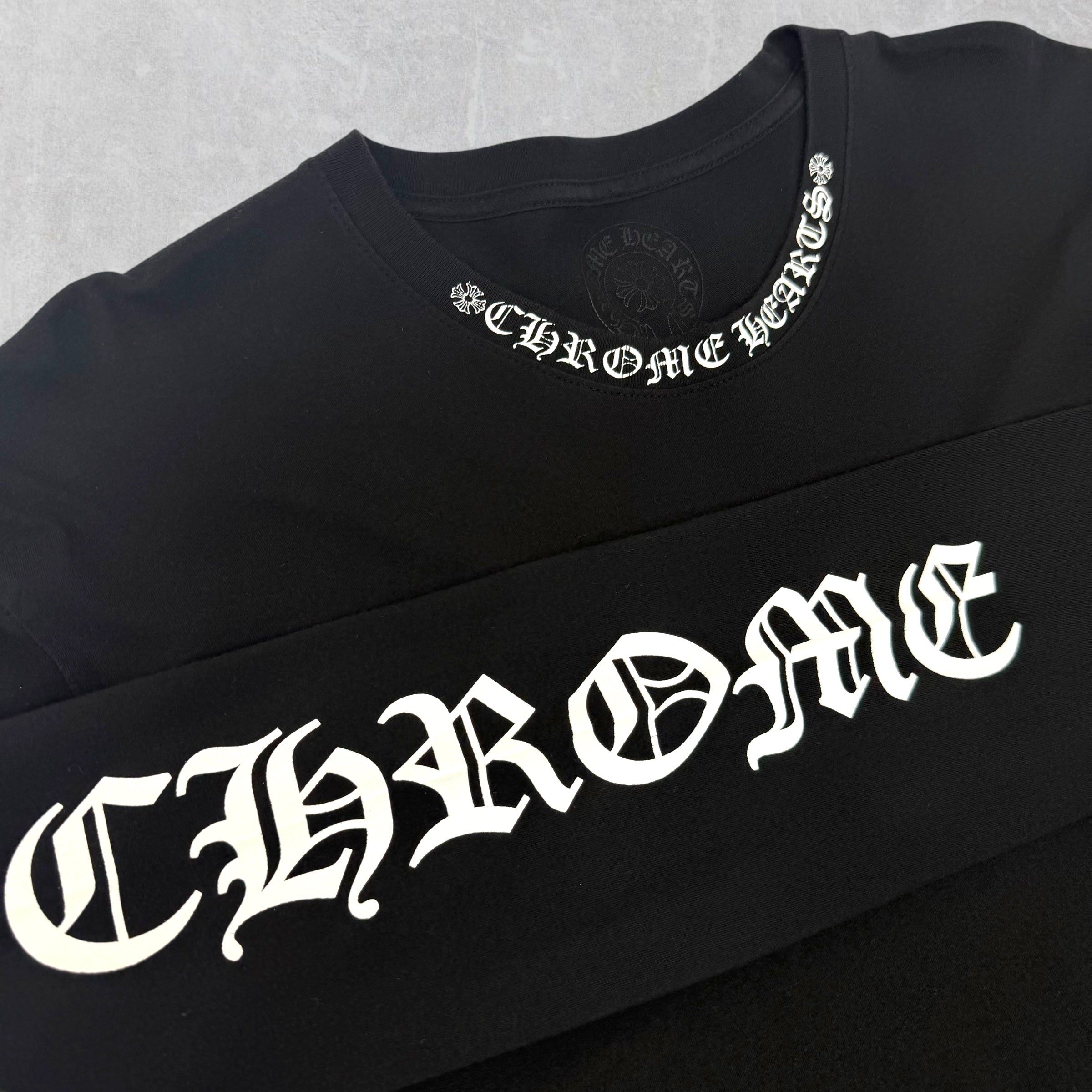 Chrome Hearts White Neck Logo Black L/S Tee XXL