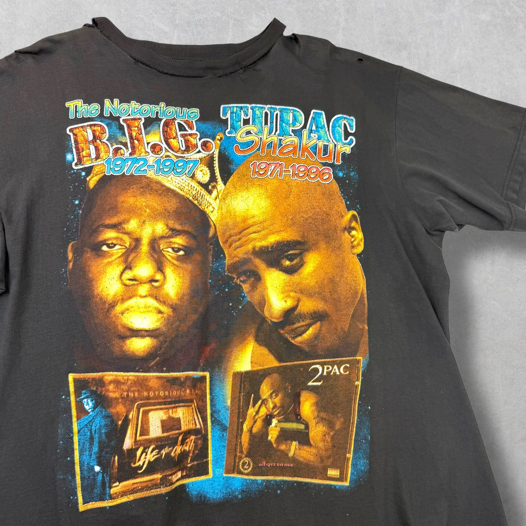 Vintage 90s Biggie Smalls Tupac Album Cover Rap Tee XL