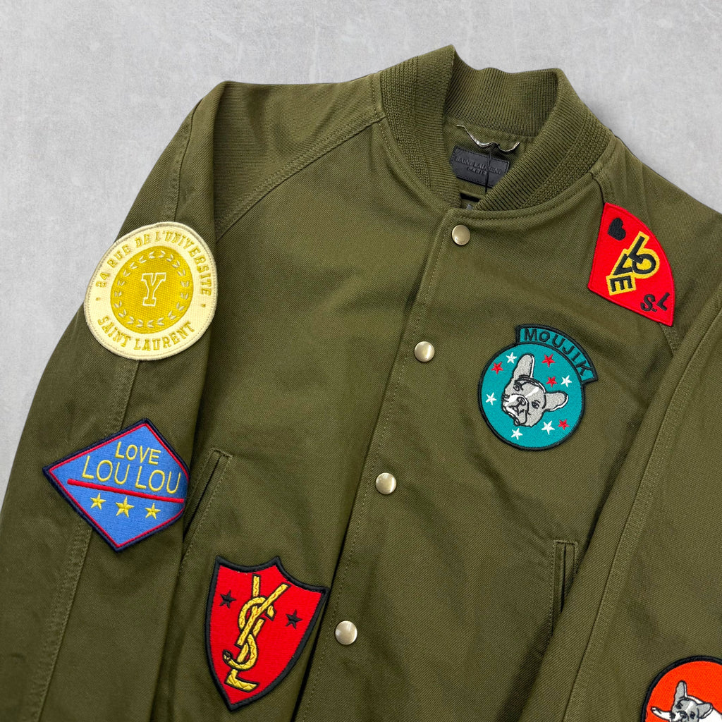 Saint Laurent Souvenir Patch Teddy Varsity Jacket S