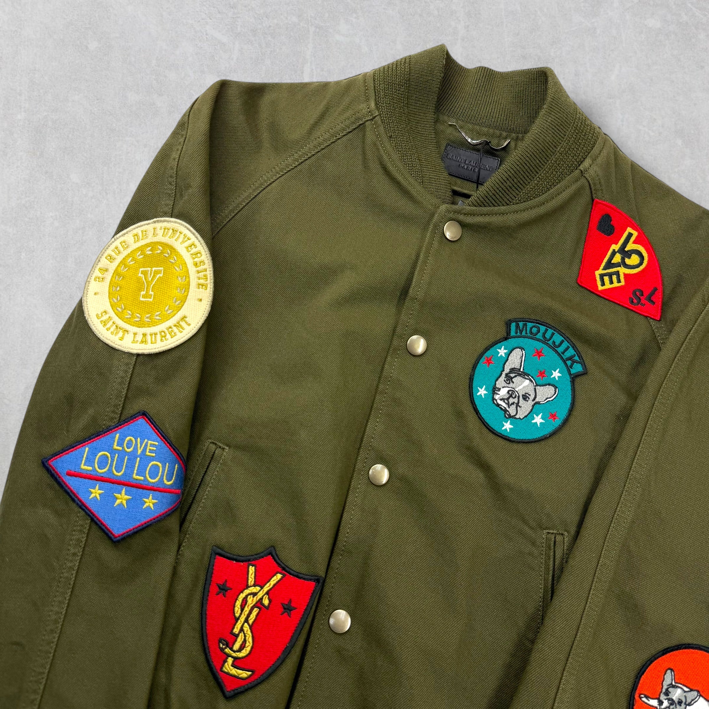 Saint Laurent Souvenir Patch Teddy Varsity Jacket S