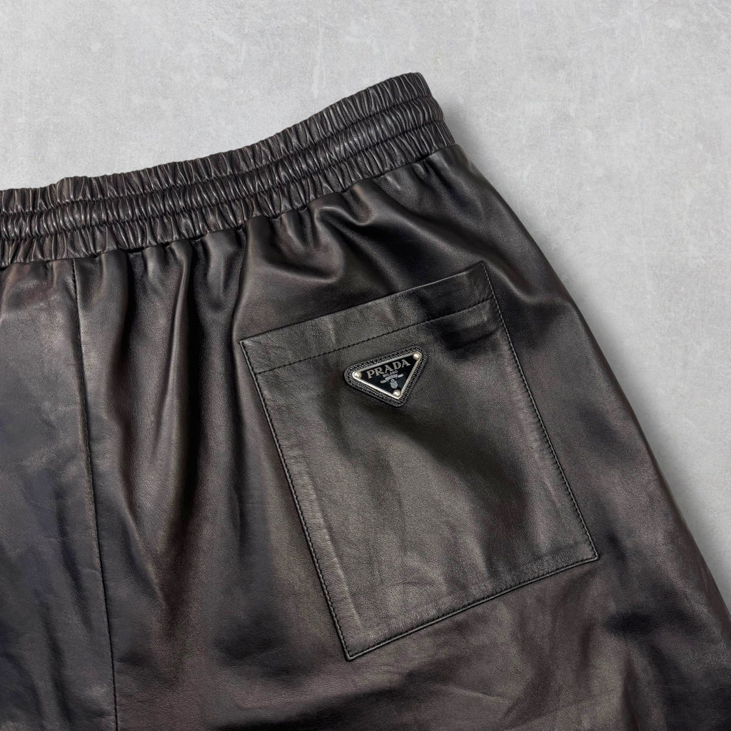 Prada Nappa Leather Bermudas Black Shorts 50 (L)