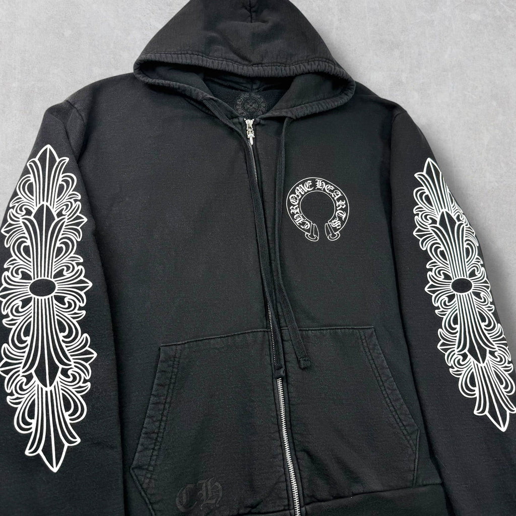Chrome Hearts Horseshoe Floral Sleeve Zip Up L