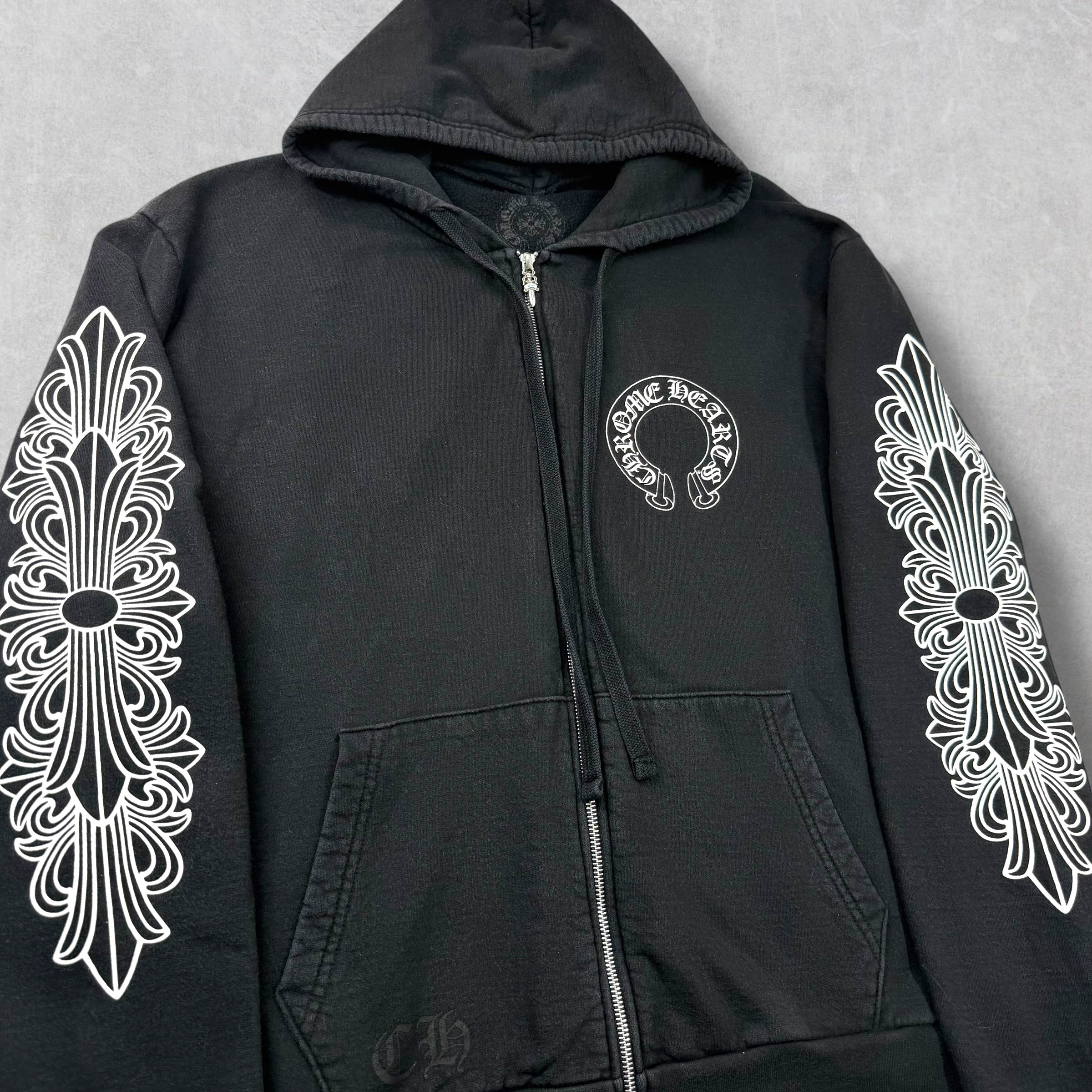 Chrome Hearts Horseshoe Floral Sleeve Zip Up L