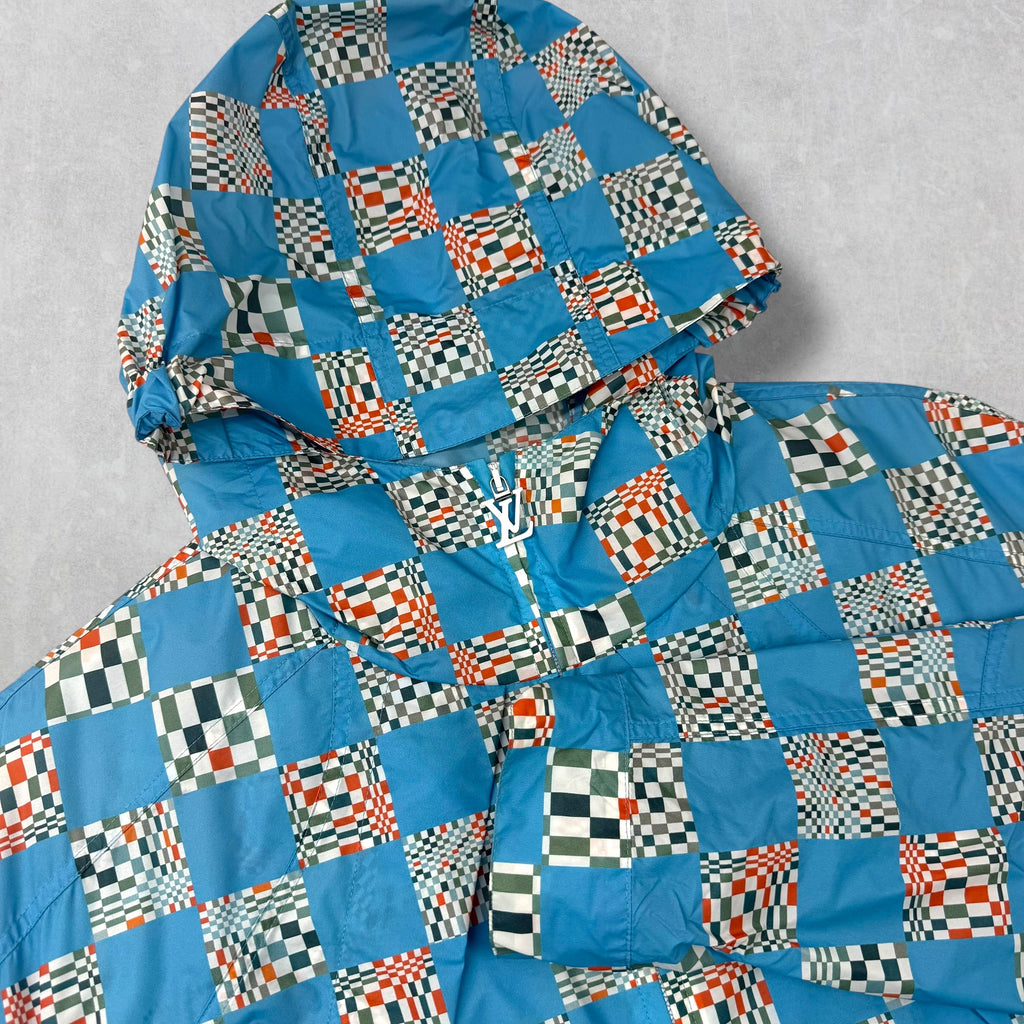 Louis Vuitton Distorted Damier Blue Nylon Windbreaker Jacket 46 (S)