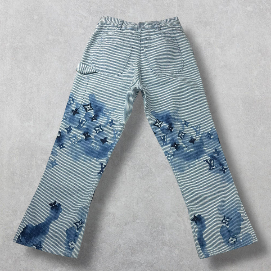 Louis Vuitton Watercolor Stripe Denim Cargo Pants 34