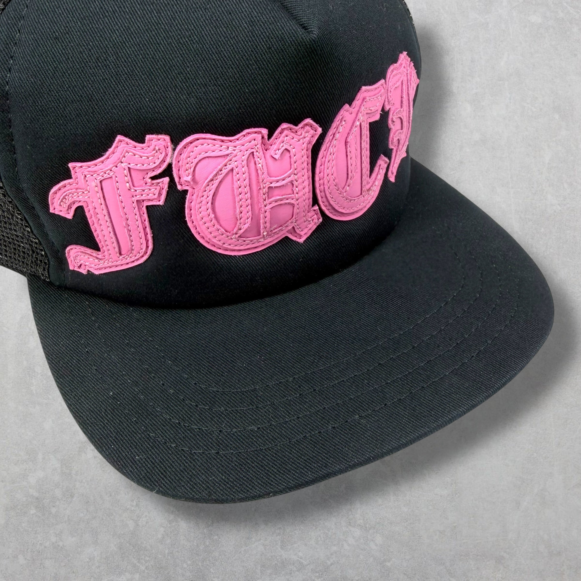 Chrome Hearts Leather Pink Fuck Patch Trucker Hat