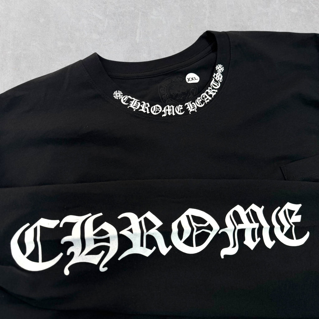 Chrome Hearts White Neck Logo L/S Tee Black XXL