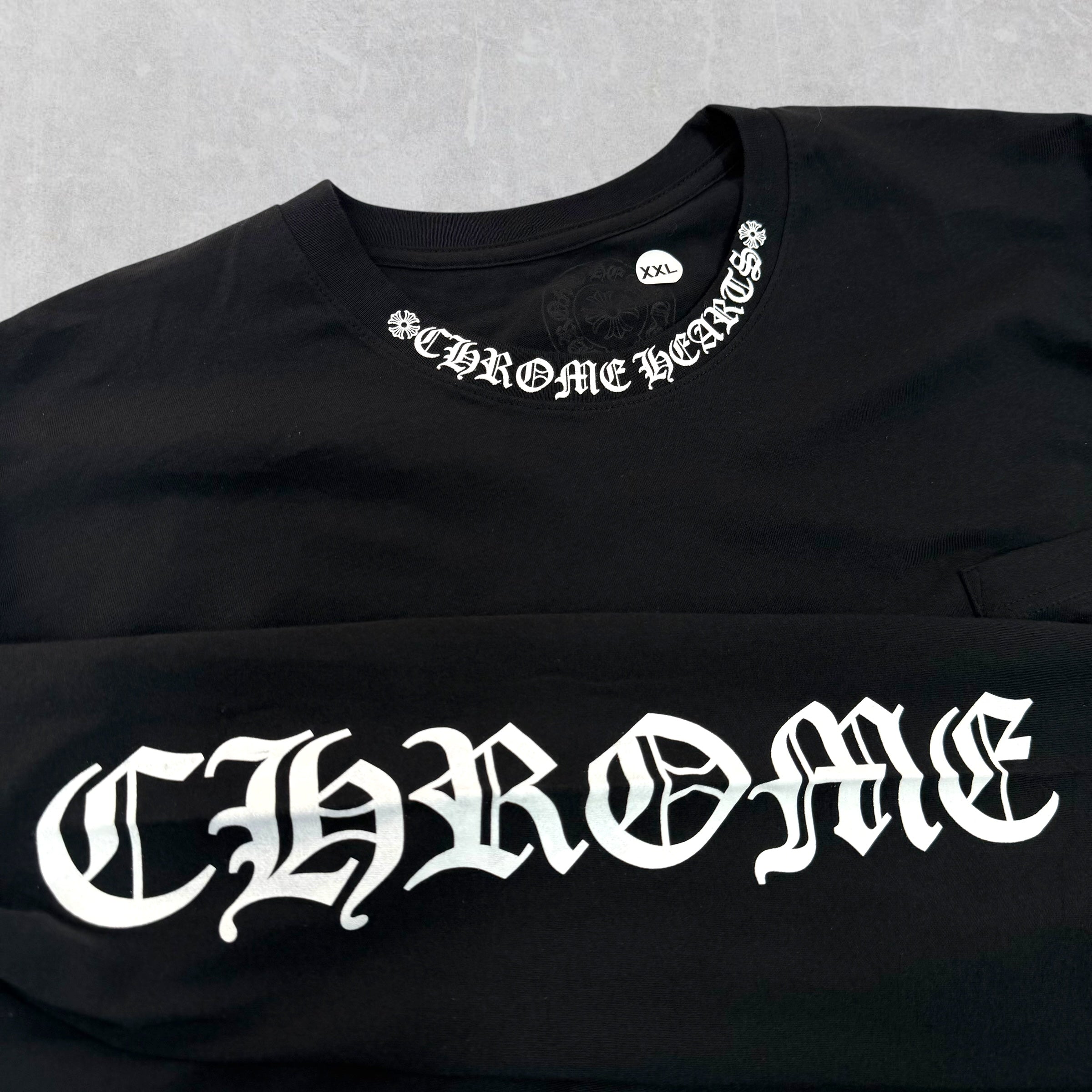 Chrome Hearts White Neck Logo L/S Tee Black XXL