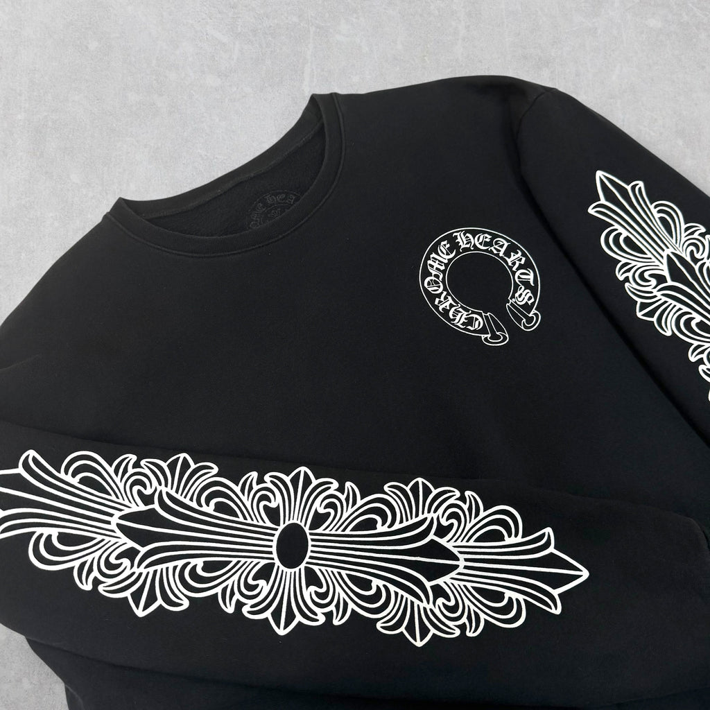 Chrome Hearts Horseshoe Floral Crewneck Black L