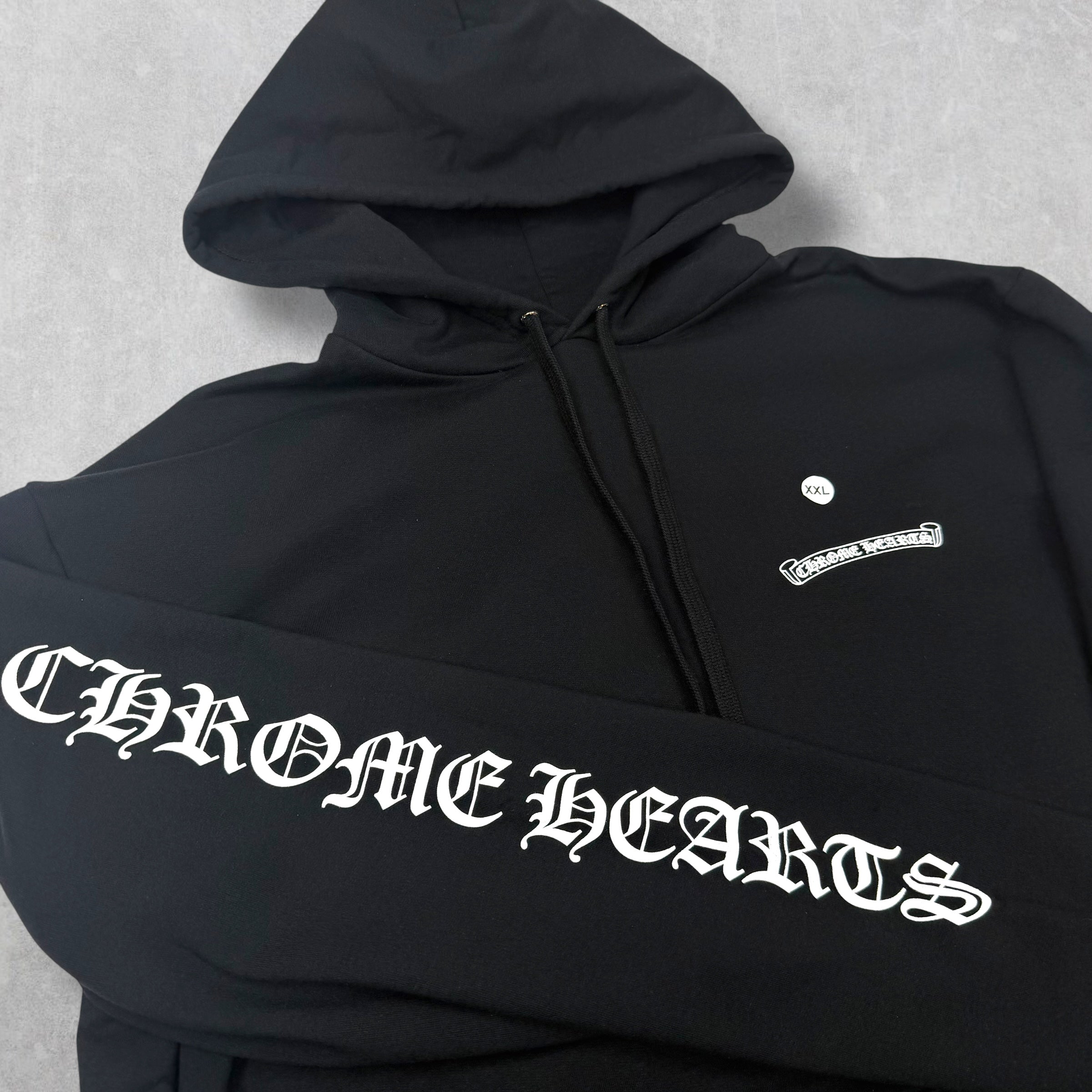 Chrome Hearts Black Scroll Logo Hoodie XXL