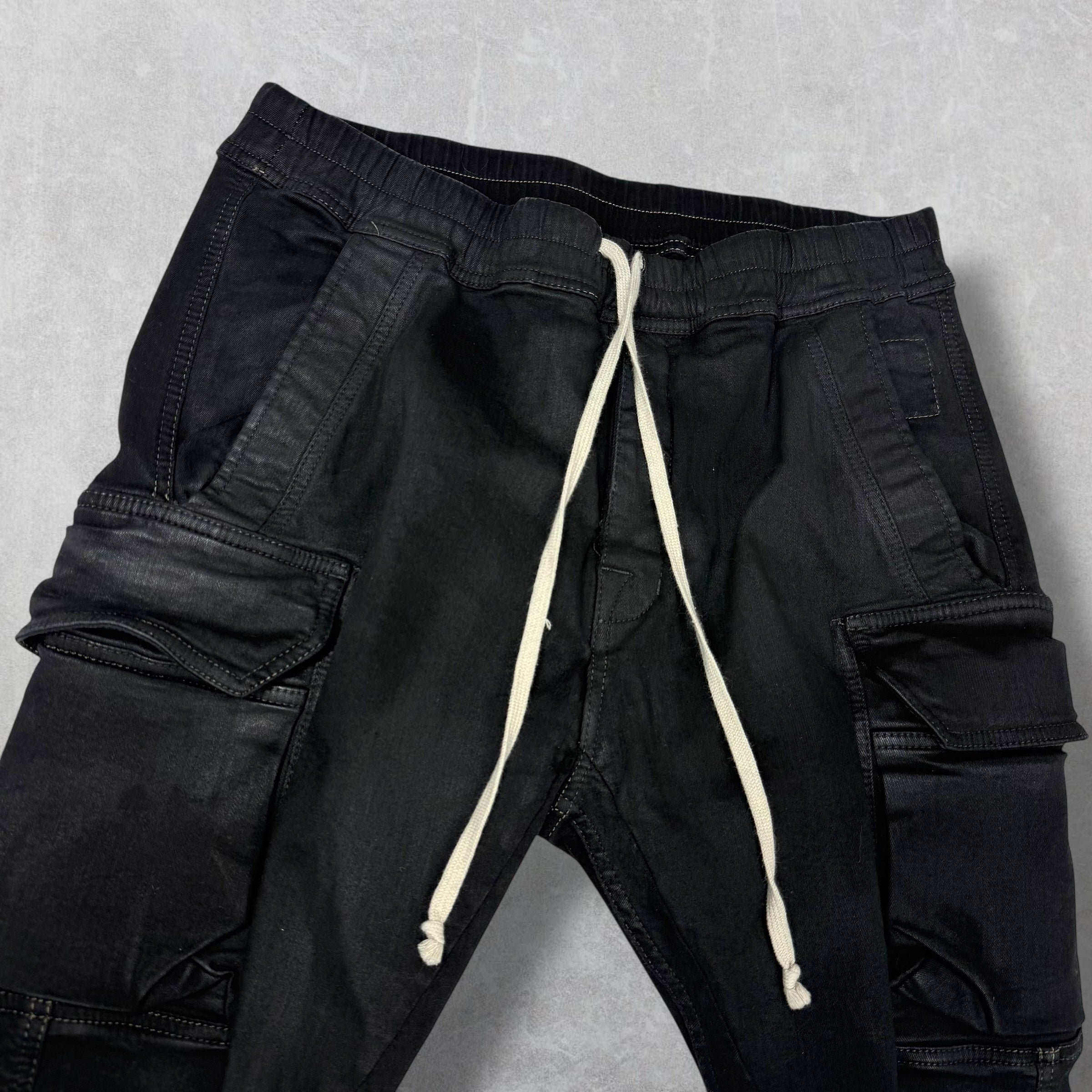 Rick Owens DRKSHDW 'Mastodon' Black Denim Cargo Pants XL