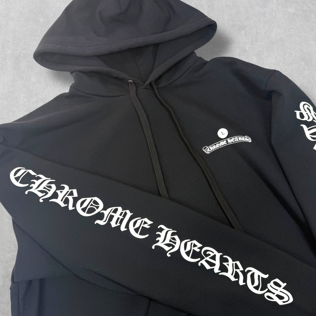 Chrome Hearts Black Scroll Logo Hoodie L
