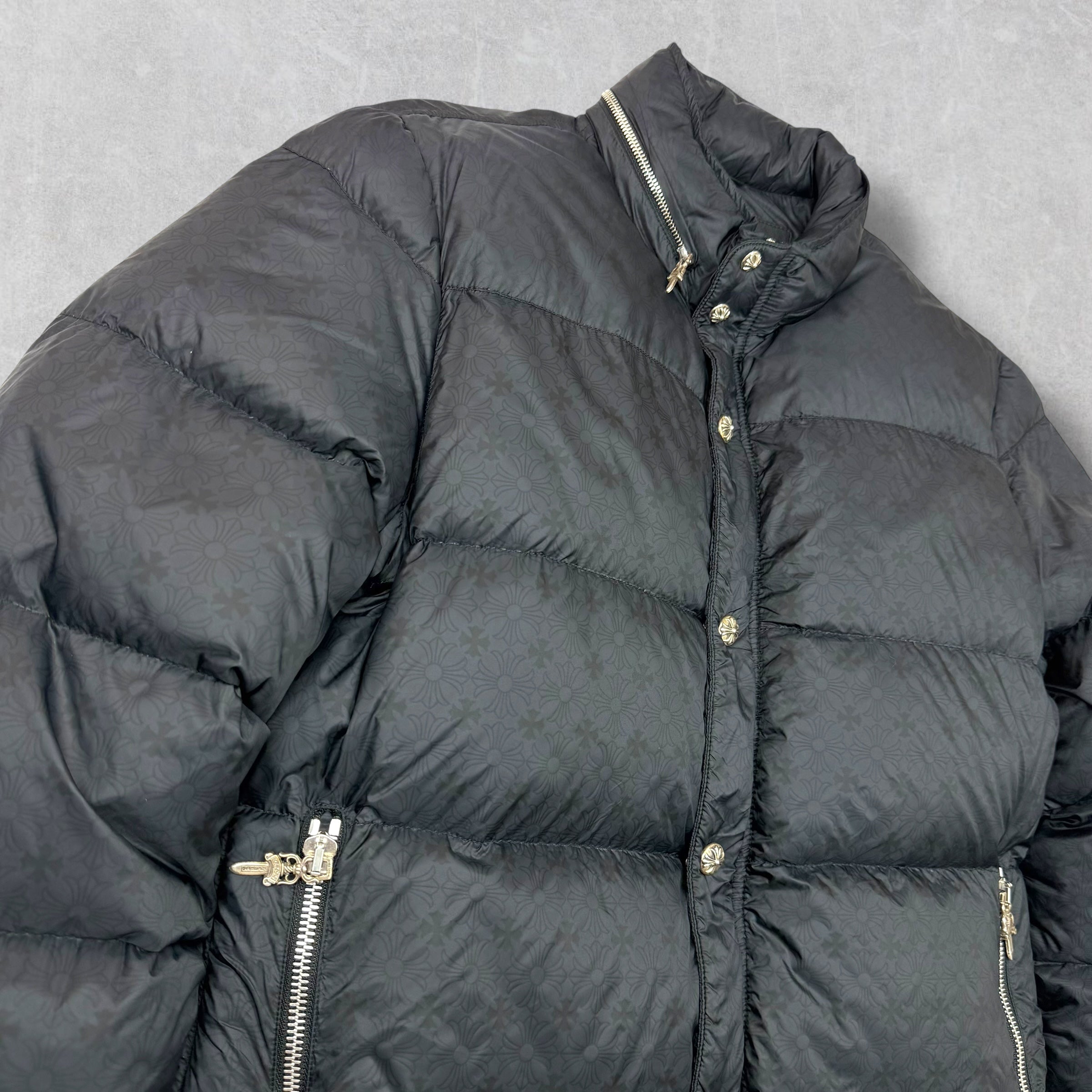 Chrome Hearts Black Monogram Puffer Down Jacket XL
