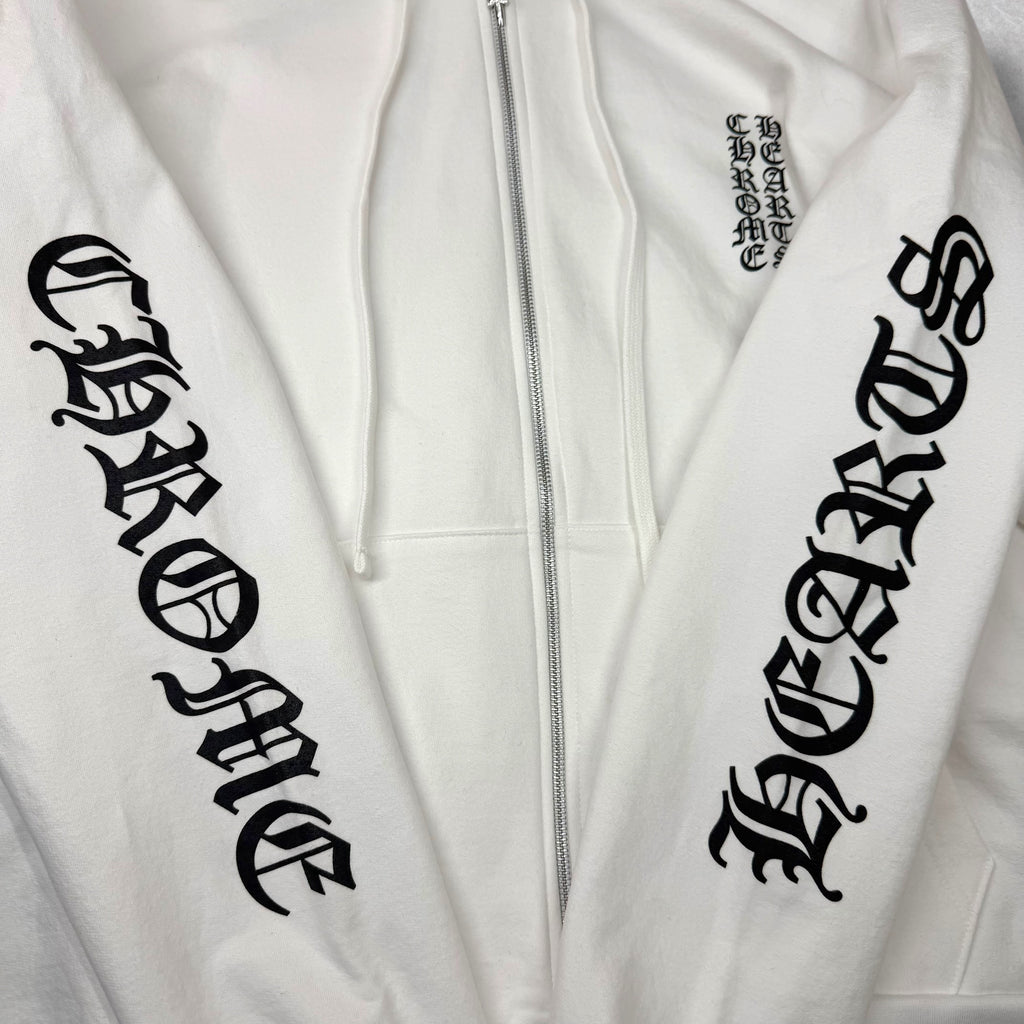 Chrome Hearts Vertical Zip Up White Hoodie XL